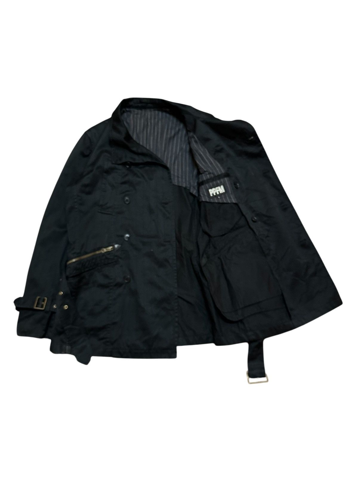Seditionaries PPFM Black Belted Military Peacoat Jacket Double Breasted Size L / US 10 / IT 46 - 5 Thumbnail