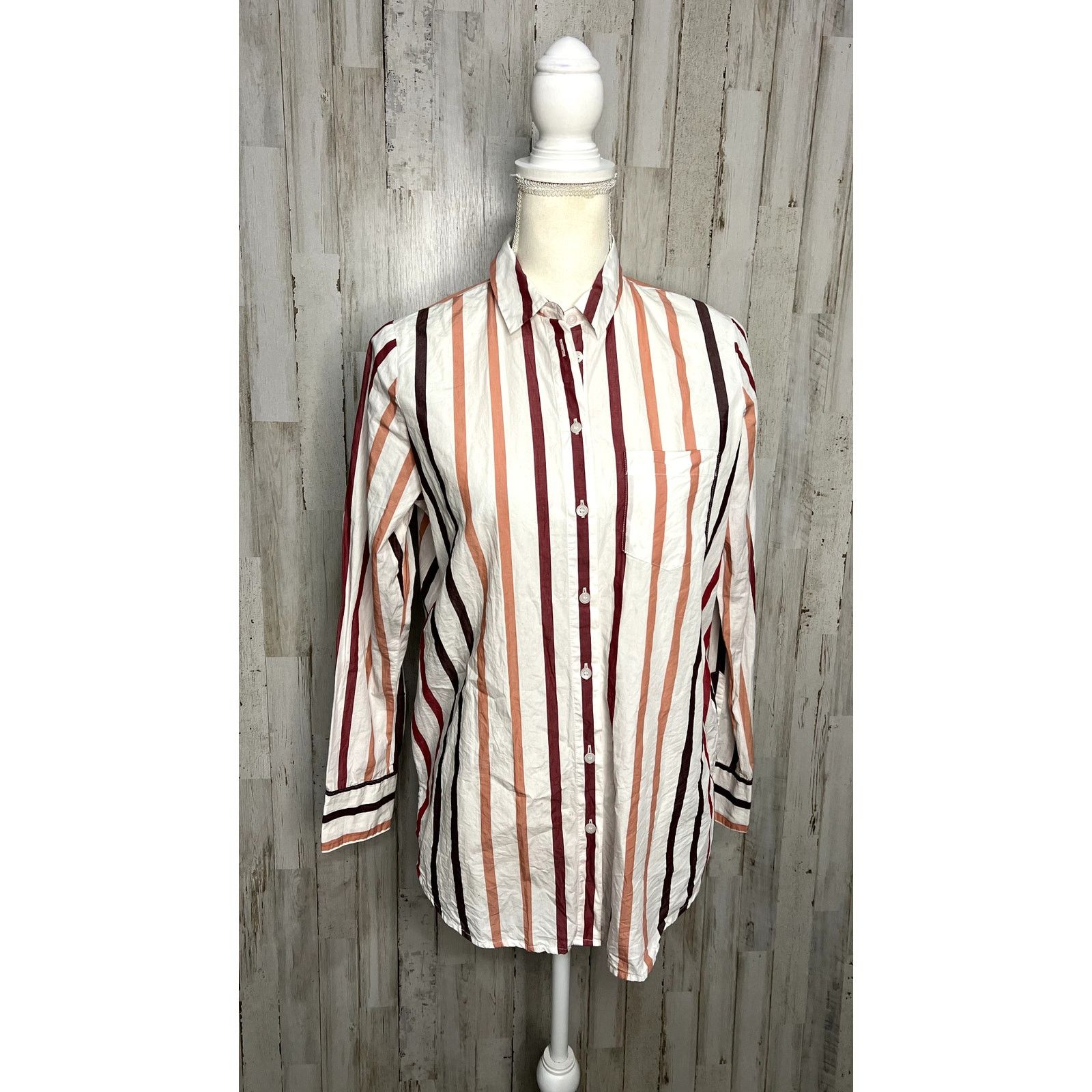 Madewell Madewell Women's XS Striped Button-Up Shirt Long Sleeve Size XS / US 0-2 / IT 36-38 - 6 Thumbnail