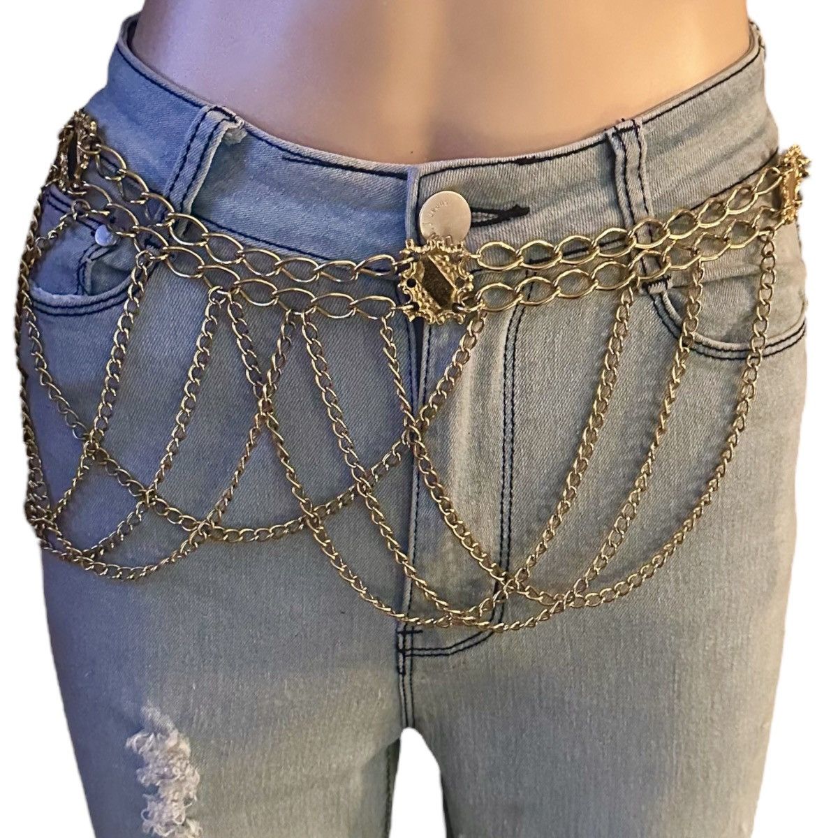 Other Gold tone scalloped chain belt Size ONE SIZE - 1 Thumbnail
