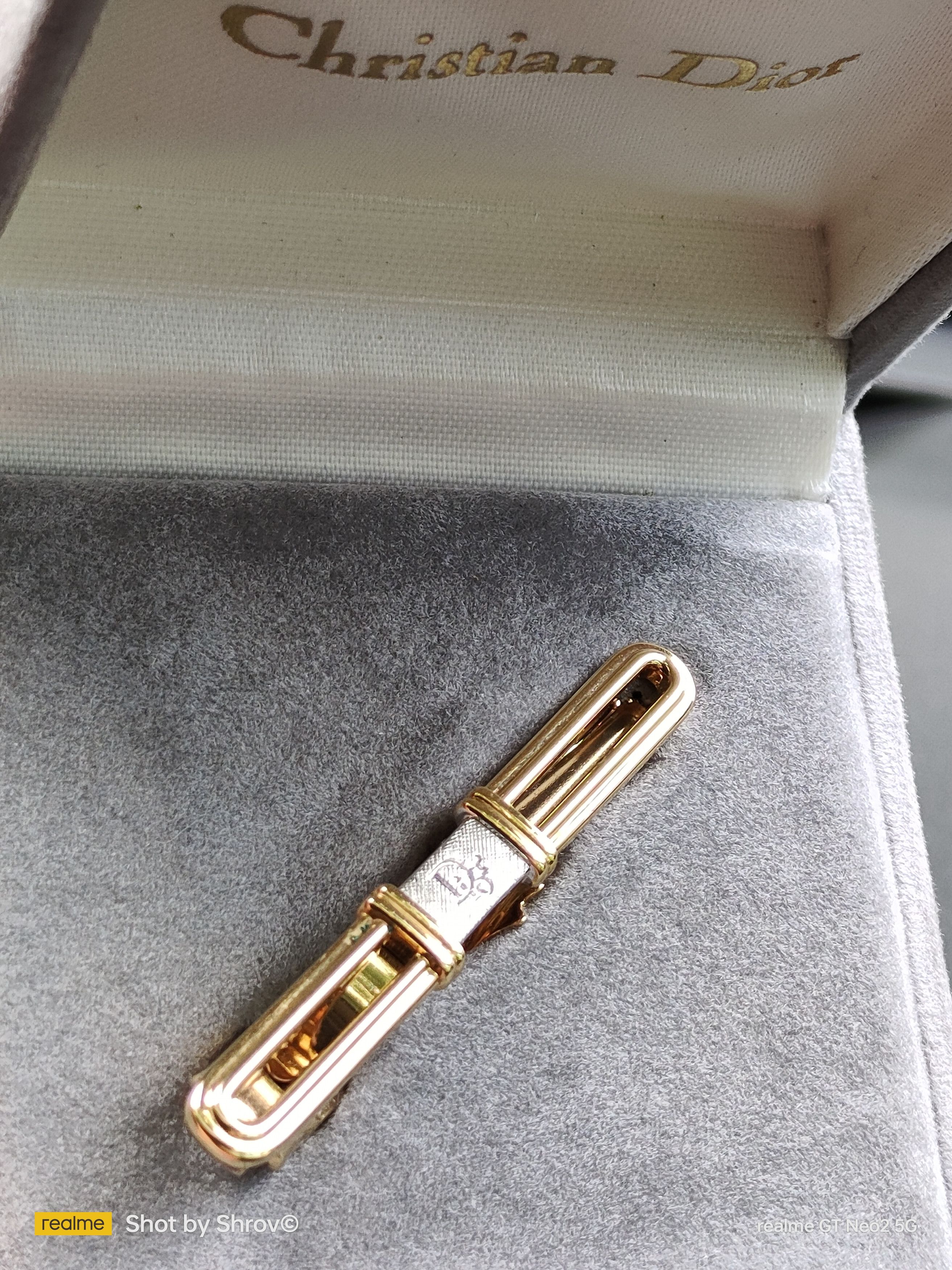Dior Christian Dior Tie Pin Dior Logo Vintage Gold x Silver Size ONE SIZE - 4 Thumbnail