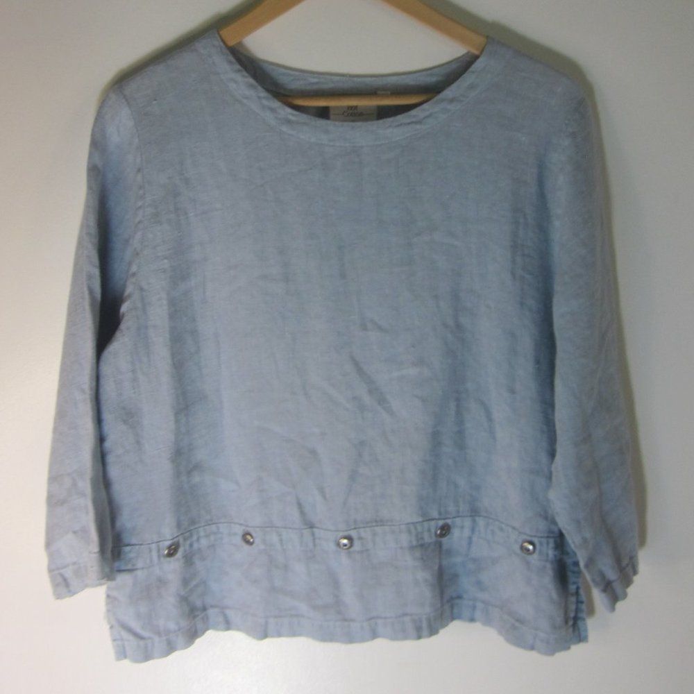 Chemisier Pull En Lin Bleu Clair Hot Cotton By Marc Ware Taille S - USA