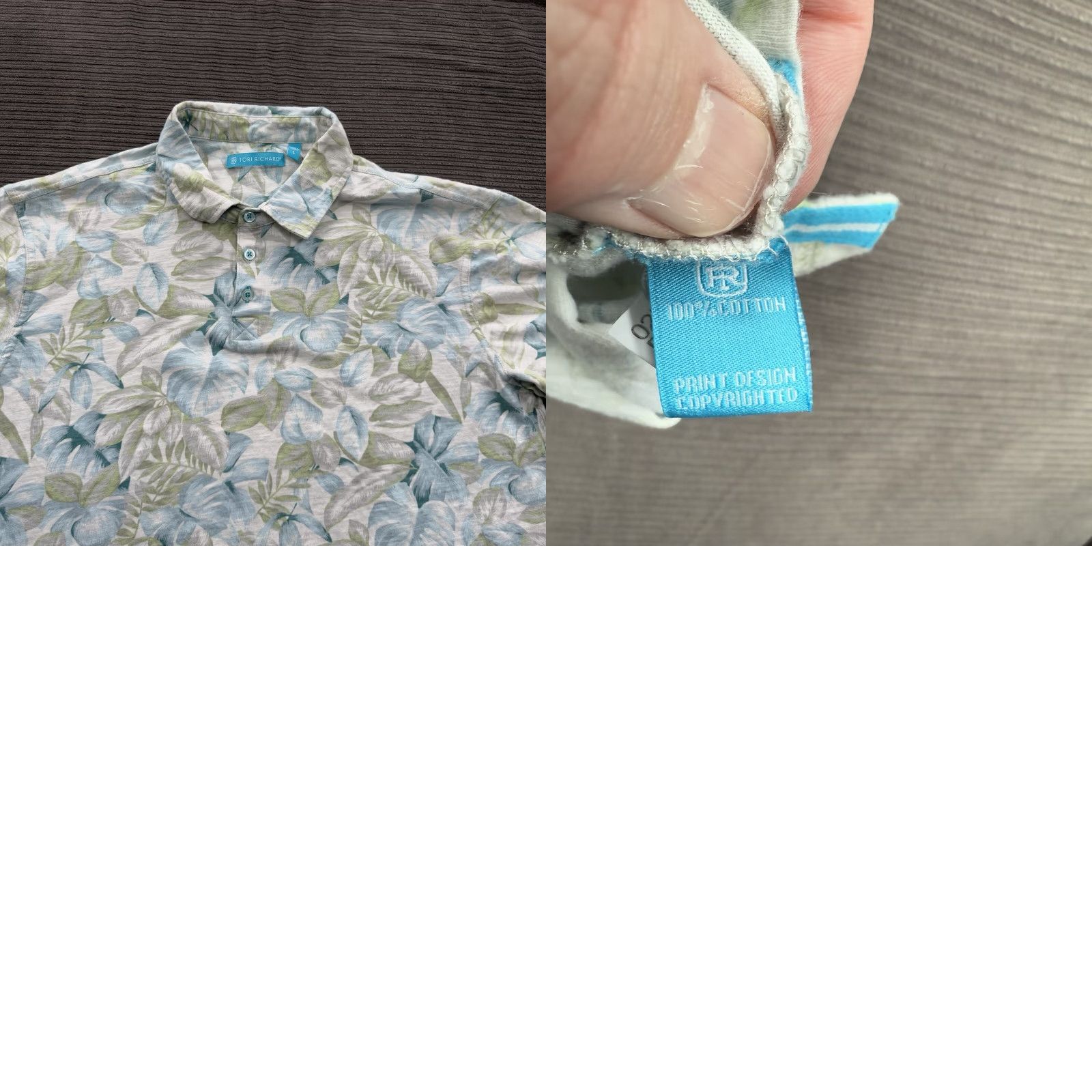Tori Richard Tori Richard Polo Shirt Men L Cotton Tropical Palm Leaf Print Vacation Multicolor Floral Short Sleeve Button-Up Size US L / EU 52-54 / 3 - 8 Thumbnail