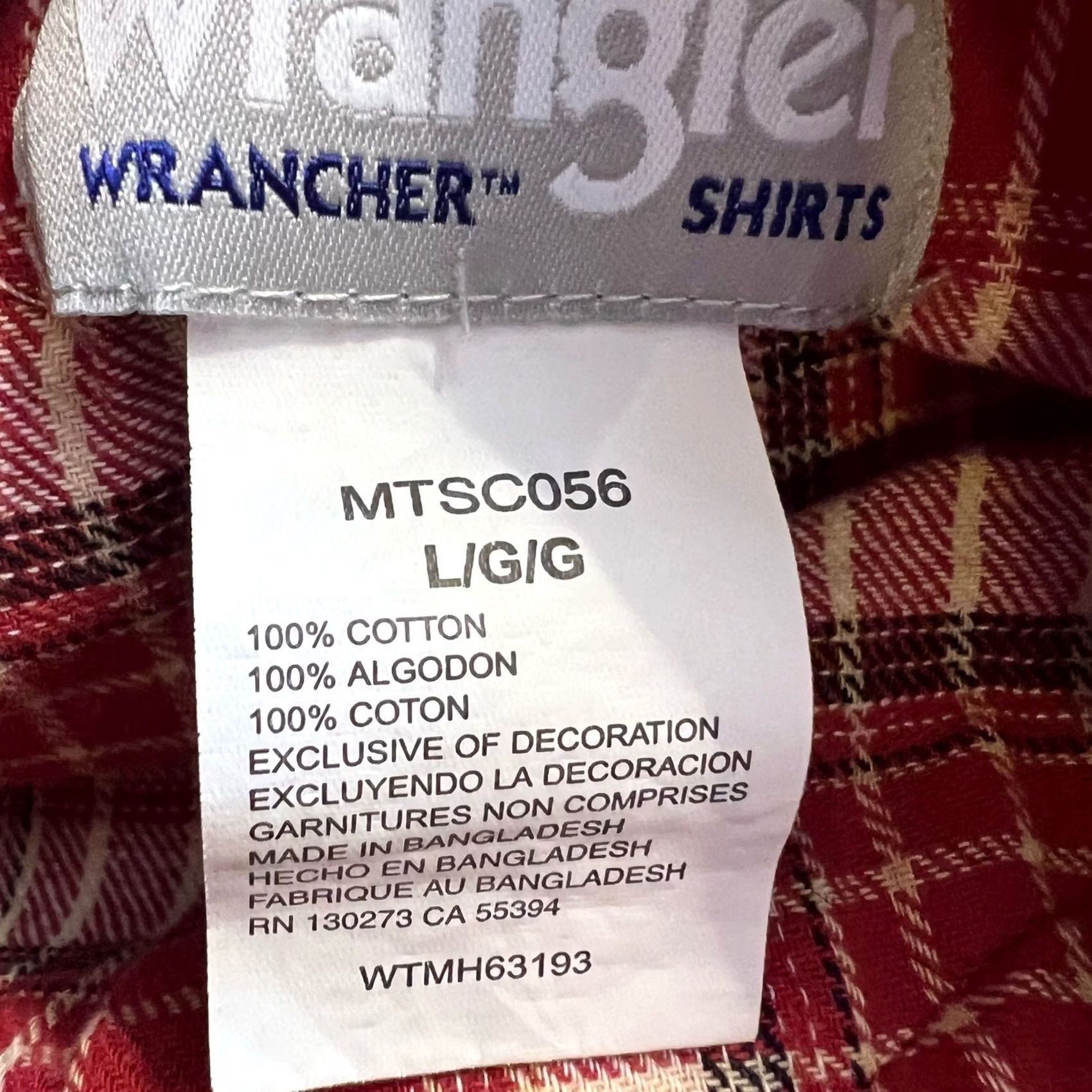 Wrangler Wrangler Western Shirt Mens Large Red Plaid Pearl Snap Wrancher Size US L / EU 52-54 / 3 - 6 Thumbnail