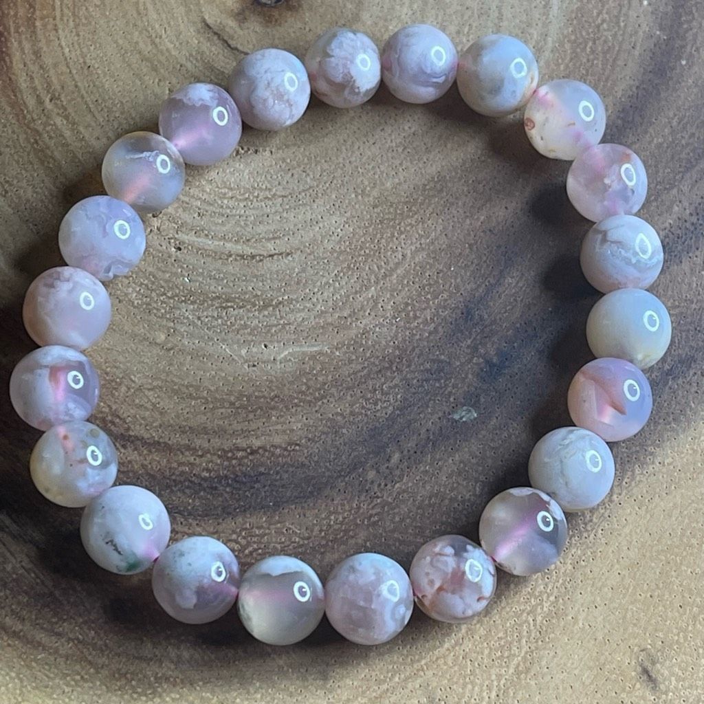 Other Pink Flower Agate stretch beaded bracelet 7” crystal healing beads 8mm ONE NEW Size ONE SIZE - 6 Thumbnail