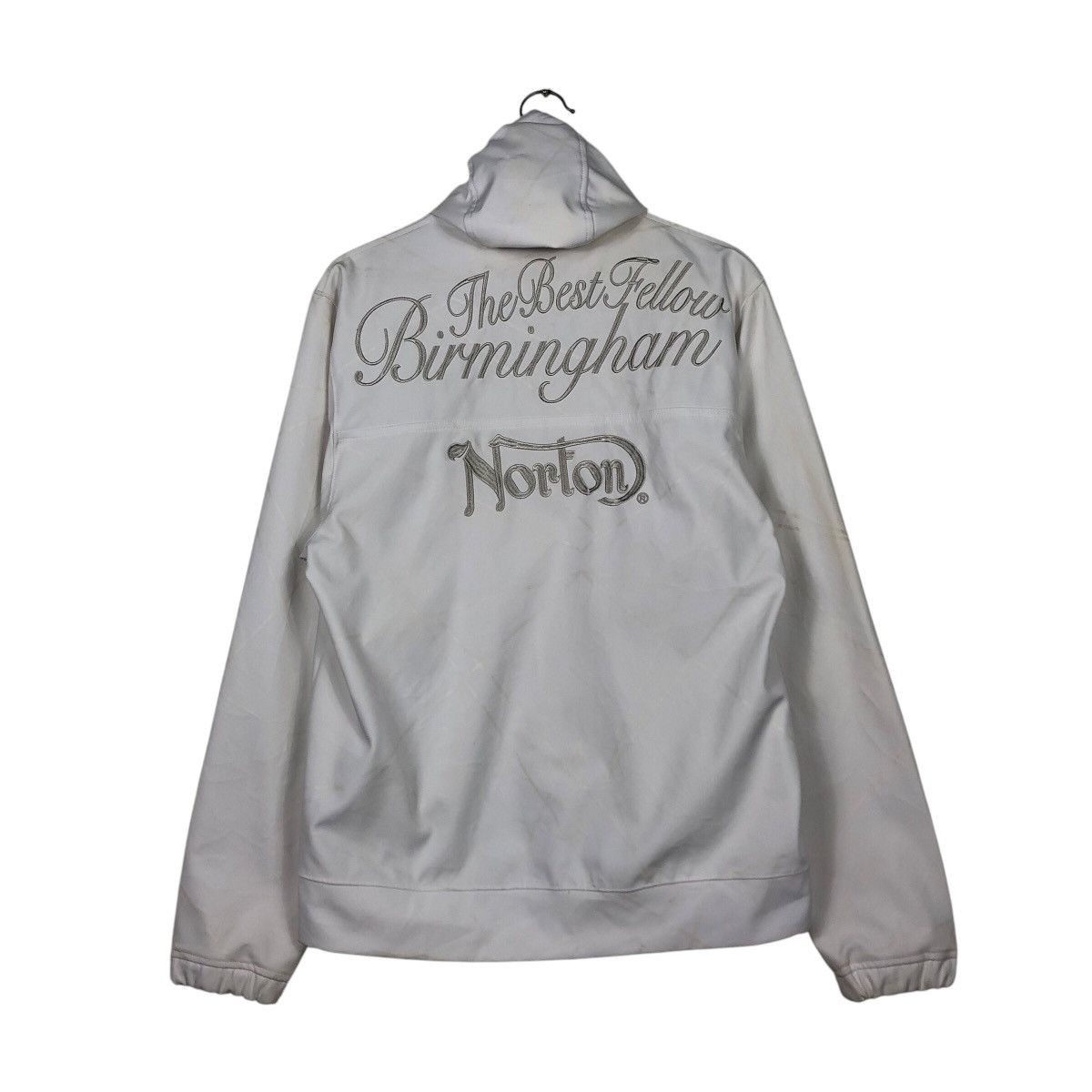 Japanese Brand Rich White Zipper Jacket Hoodie Norton Big Logo Embroidered Size US L / EU 52-54 / 3 - 13 Thumbnail