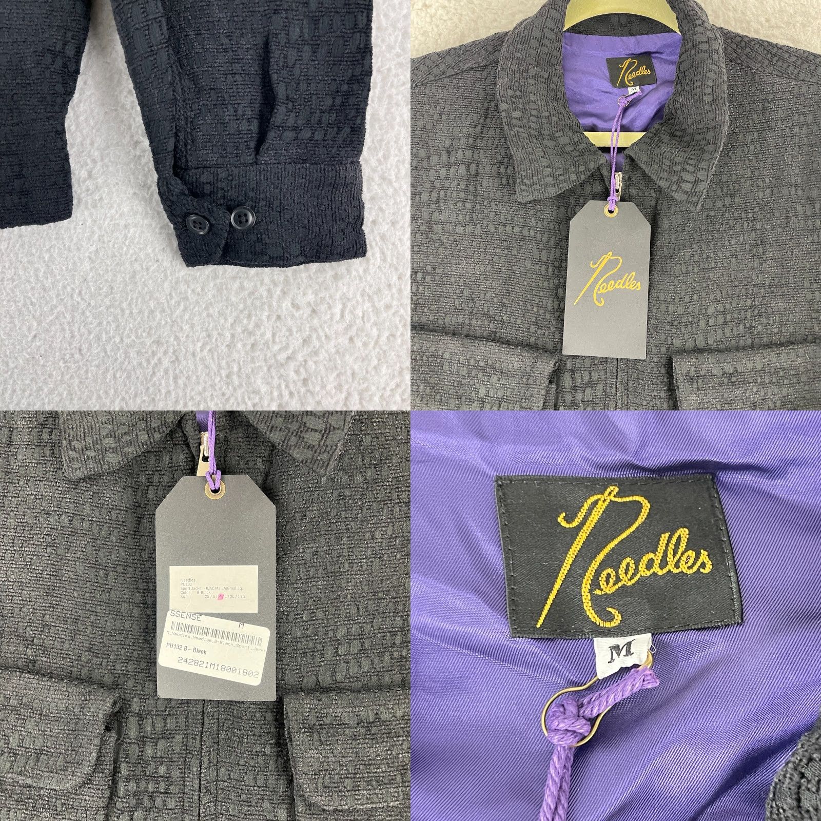 Needles Needles Sports Jacket Mens Medium Black Animal Jaquard Full Zip Long Sleeve Size US M / EU 48-50 / 2 - 8 Thumbnail