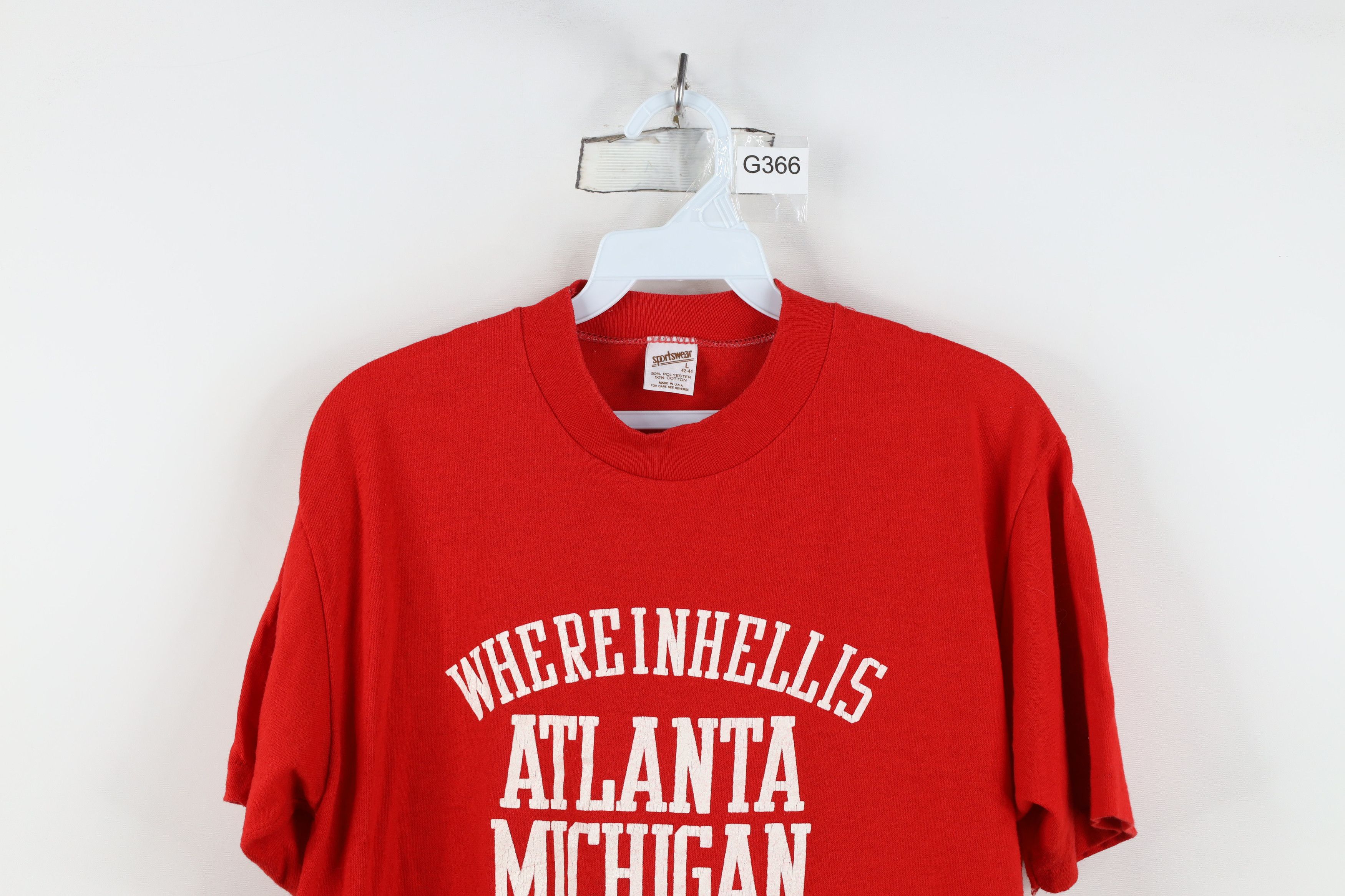 Vintage Vintage 70s In Hell Is Atlanta Michigan T-Shirt Red USA Size US L / EU 52-54 / 3 - 2 Thumbnail