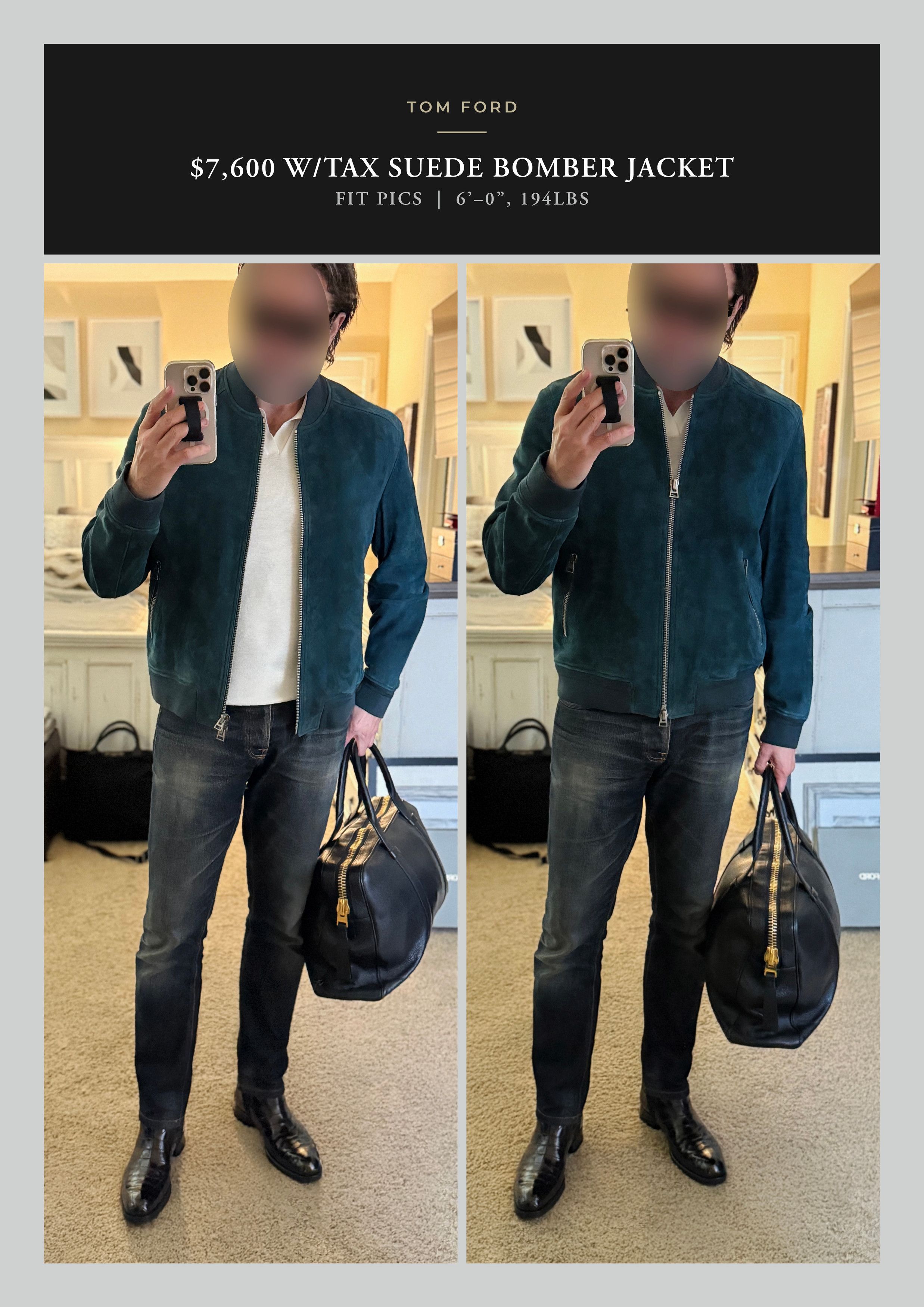 Tom Ford Coveted Rare $7,600 w/tax Cerulean Suede Bomber Jacket Size US XL / EU 56 / 4 - 1 Thumbnail
