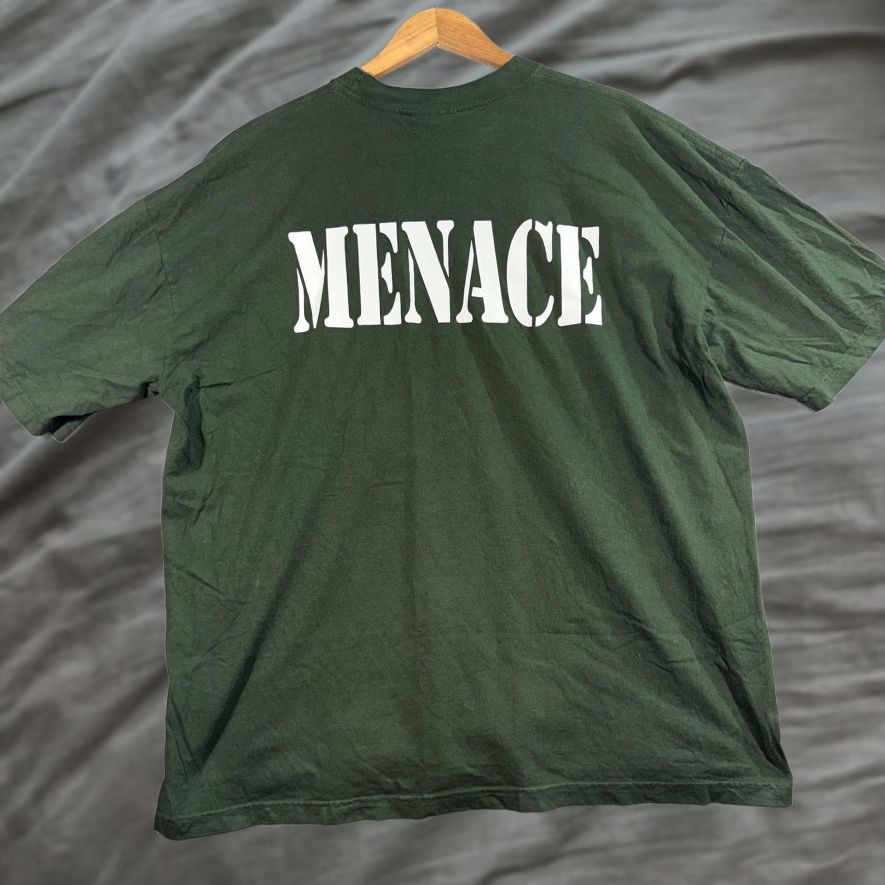 Vintage Menace Shirt Mens 2XL Green Logo Graphic Tee Made Los Angeles Streetwear Size US XXL / EU 58 / 5 - 1 Thumbnail