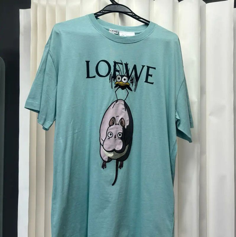 Loewe Loewe Summer Lake Blue Cotton Embroidered T-Shirt 0089 Size S / US 4 / IT 40 - 1 Thumbnail