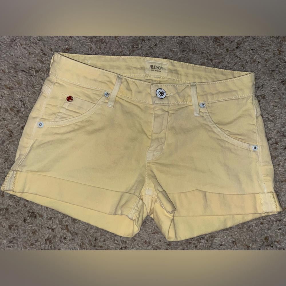 Designer Hudson Yellow Denim Shorts Size 24" / US 00 / IT 34 - 2 Thumbnail