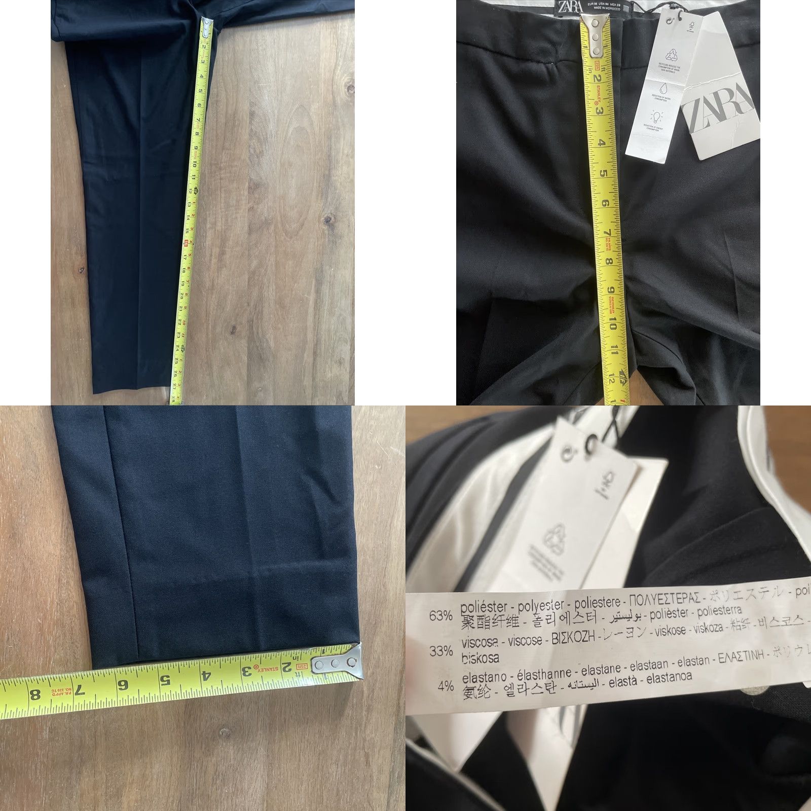 Zara Zara Dress Pants Womens Size 4 Black High Waist Tapered Office Workwear City Crew Pants Fit Regular 30x27 Size 27" / US 4 / IT 40 - 8 Thumbnail