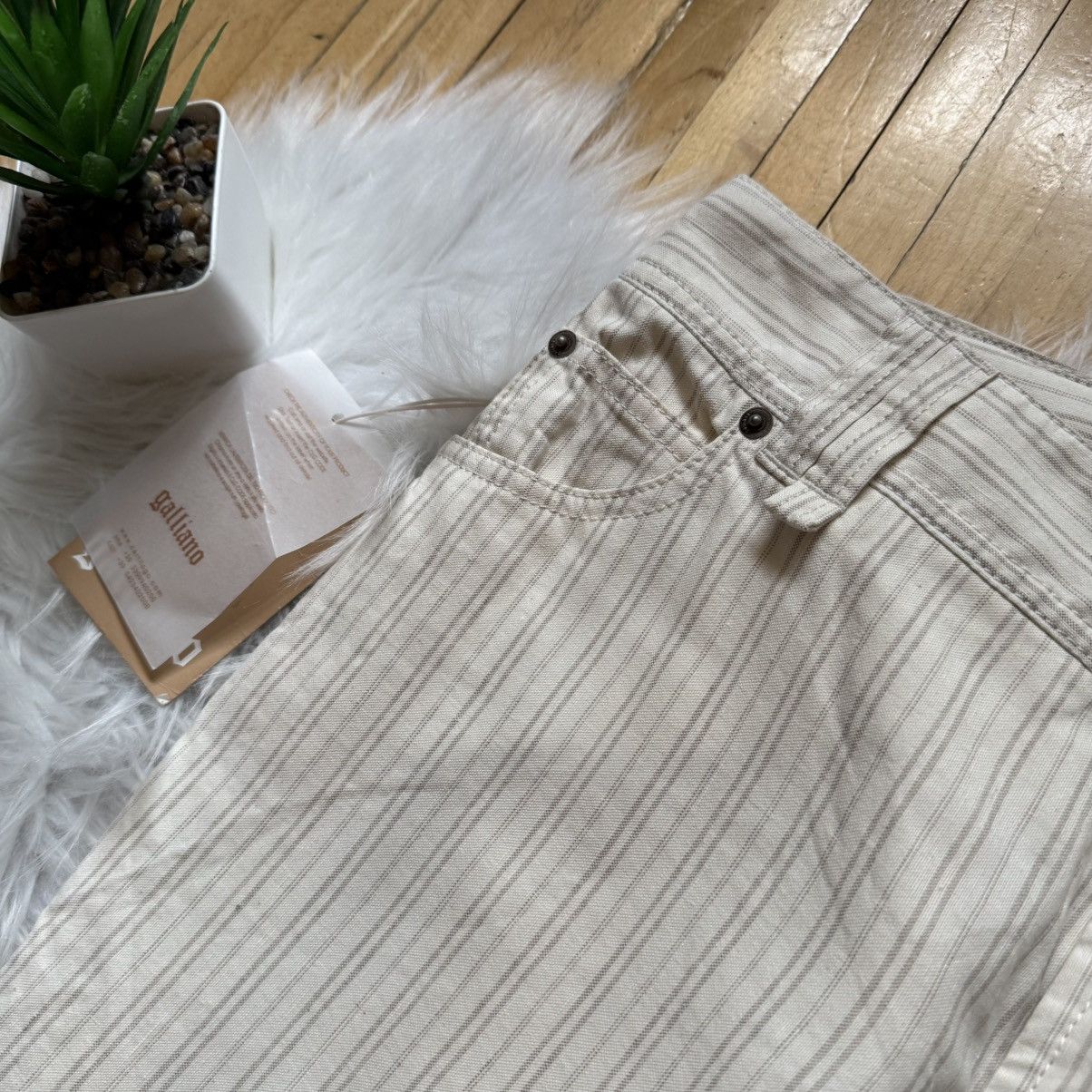 John Galliano 📌 NEW John Galliano Y2K 00s Big Logo Striped Beige Pants Size 29" - 14 Thumbnail