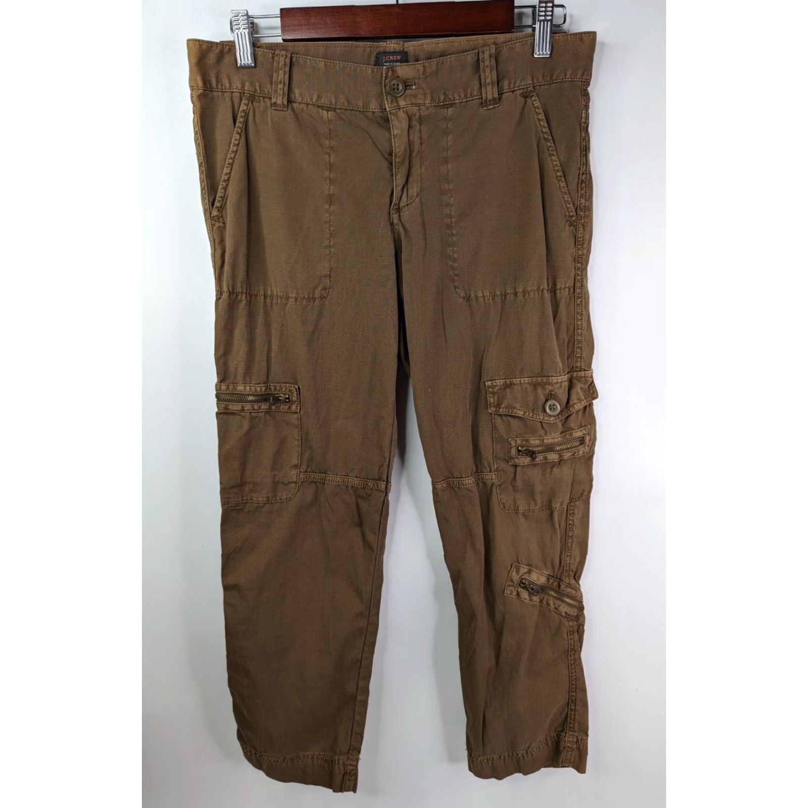 J.Crew VINTAGE J.CREW Women's Pants City Fit Capri Chino Ripstop Cargo Light Brown Size 4 Size 27" / US 4 / IT 40 - 2 Thumbnail