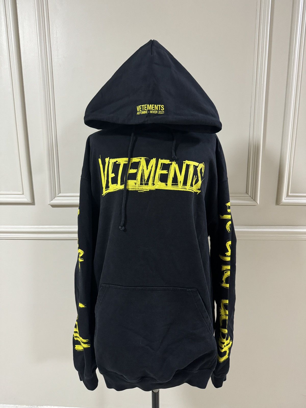 image of Vetements Hoodie World Tour Metal in Black, Men's (Size Medium)