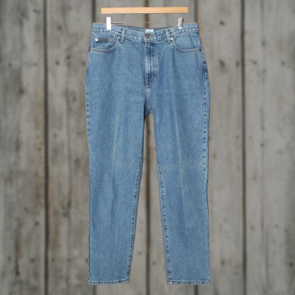 Calvin Klein VINTAGE Calvin Klein Jeans Blue Double Stone Wash Tapered Leg High Rise Sz. 14 Size 24" / US 00 / IT 34 - 1 Thumbnail