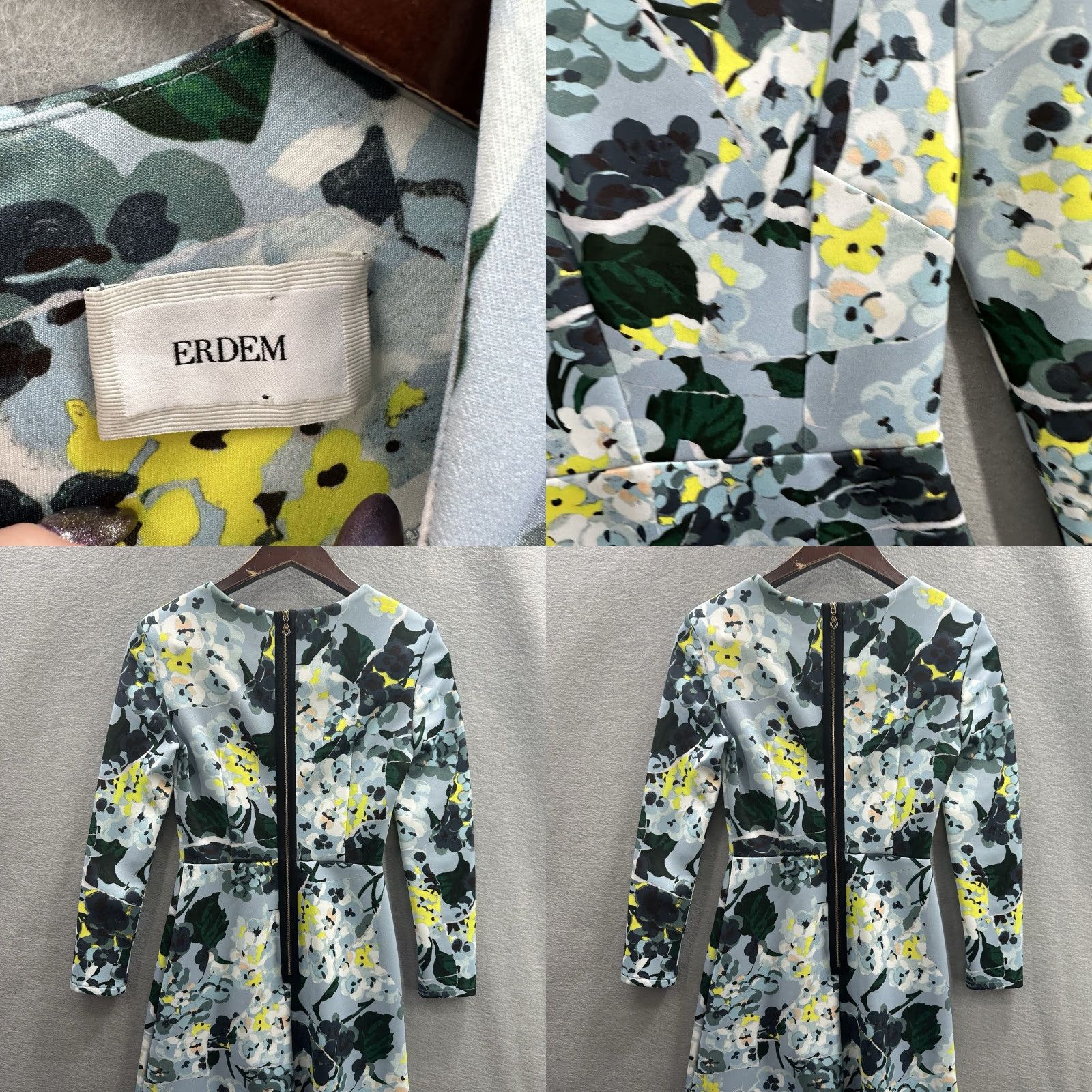Erdem Erdem Women's Flare Dress 6 Blue Floral Sleeveless Formal Party Wedding UK Elegant Vintage Size M / US 6-8 / IT 42-44 - 8 Thumbnail