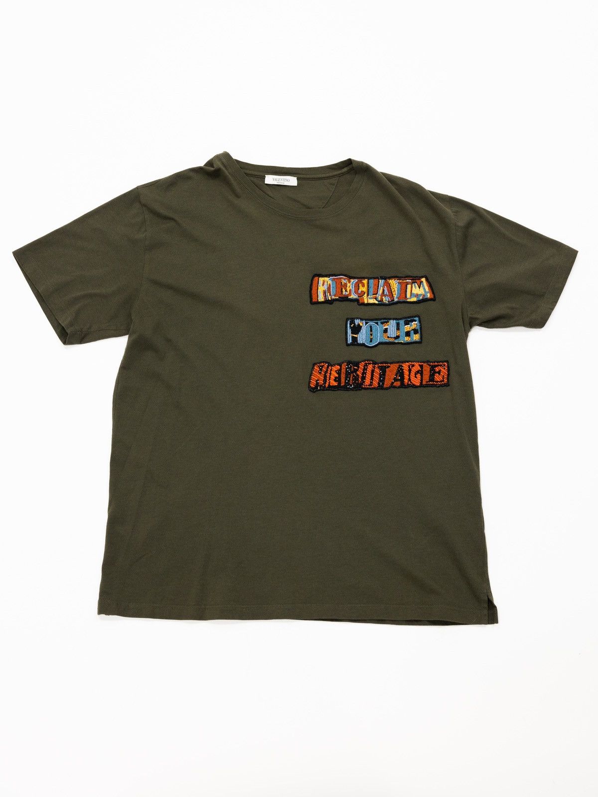 image of Valentino Beaded Patch Tee in Olive, Men's (Size XL)