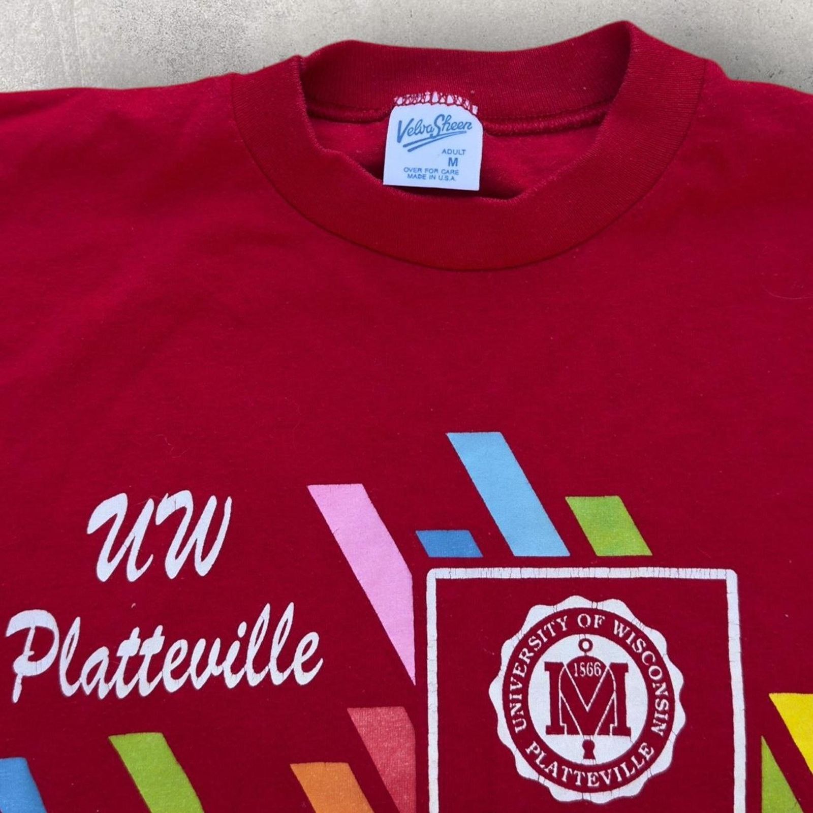 Velva Sheen 80’s Made In USA UW Platteville T-Shirt 🎓 Size US M / EU 48-50 / 2 - 1 Thumbnail