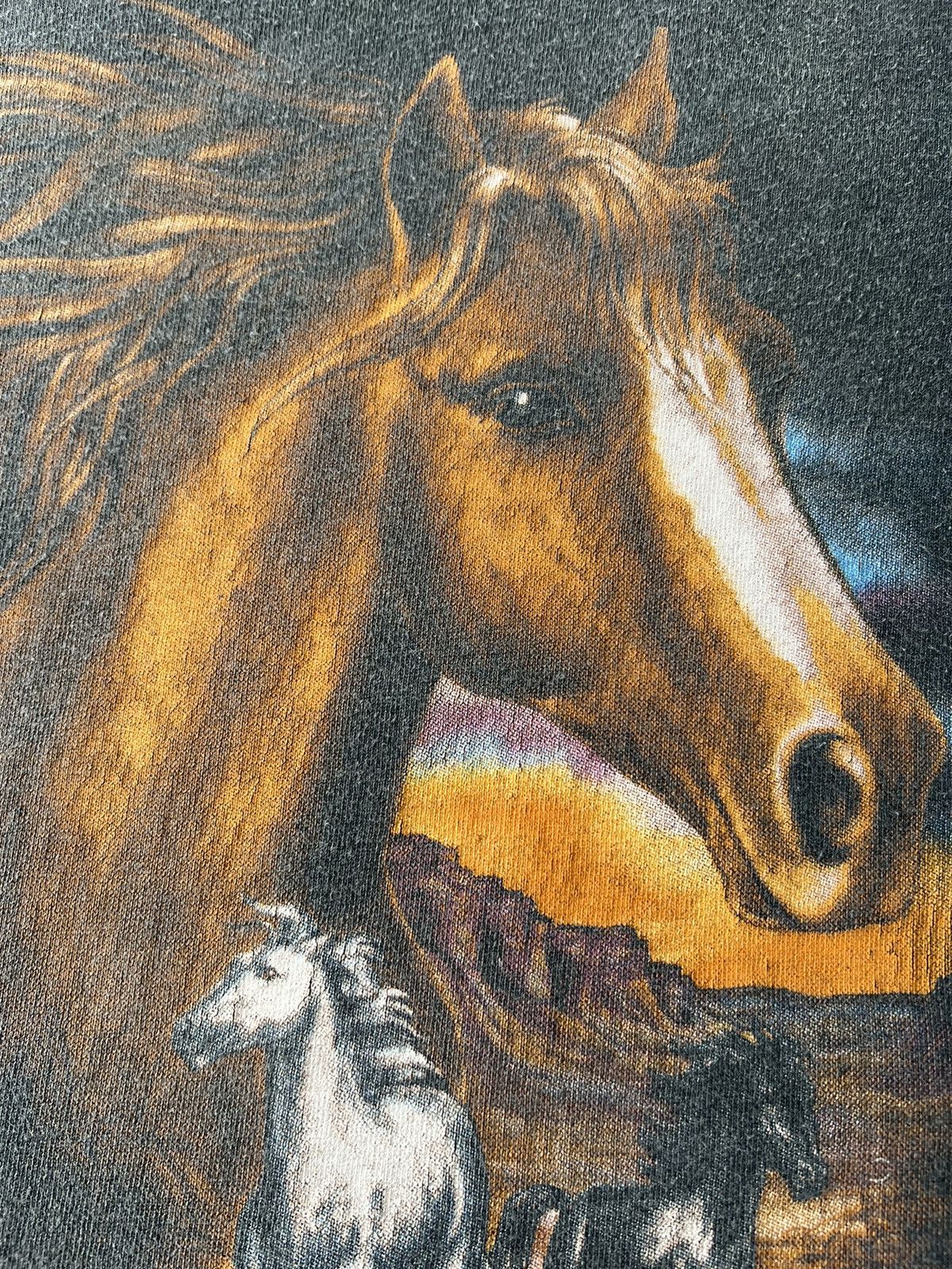 Vintage Vintage 1993 3D Emblem Horse Run with the Wild Black T-shirt Size US M / EU 48-50 / 2 - 6 Thumbnail