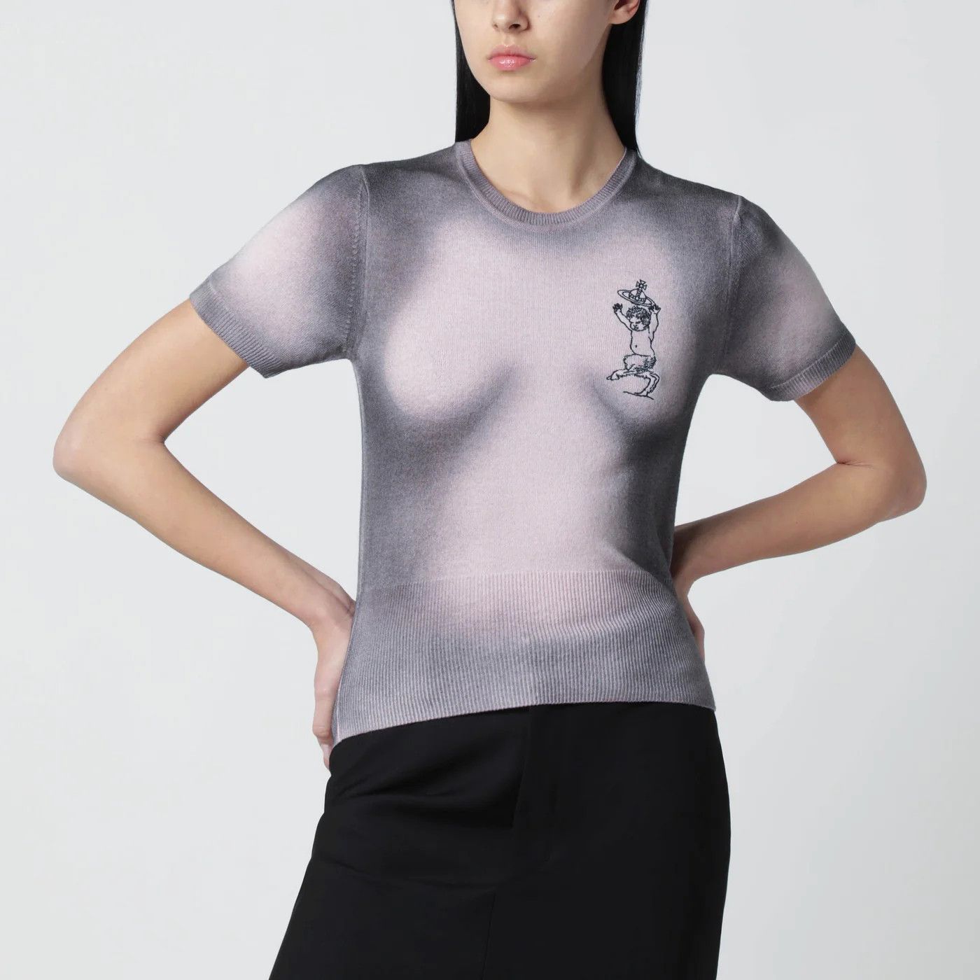 Vivienne Westwood o1d2blof0526 Dégradé-Effect Knit Top in Pink/Black Size XS / US 0-2 / IT 36-38 - 1 Thumbnail