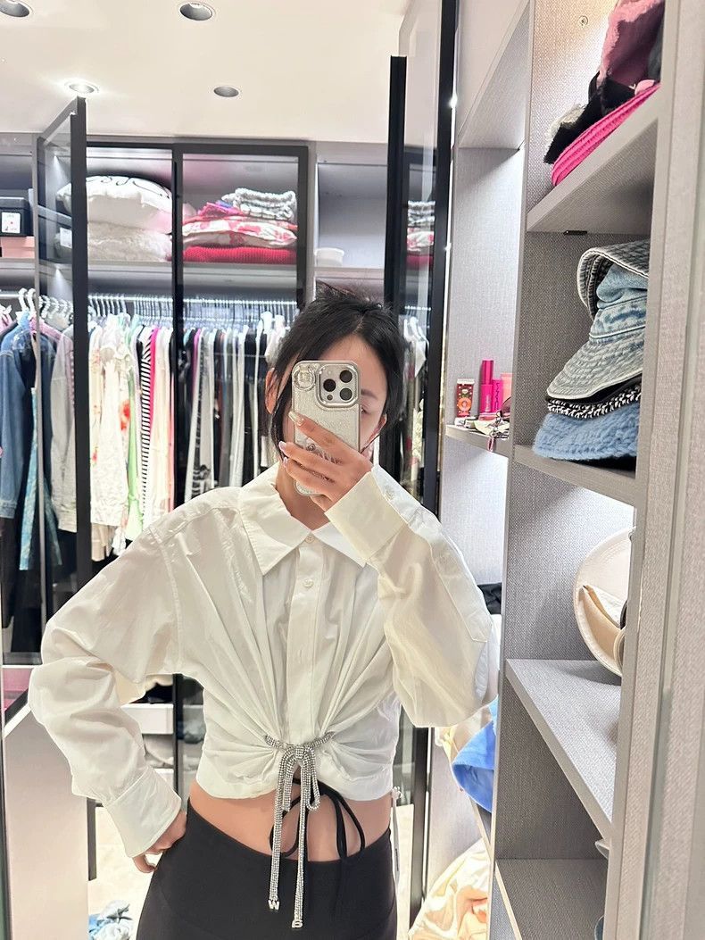 Alexander Wang Alexanderwang White Cropped Shirt- Size XS / US 0-2 / IT 36-38 - 8 Thumbnail