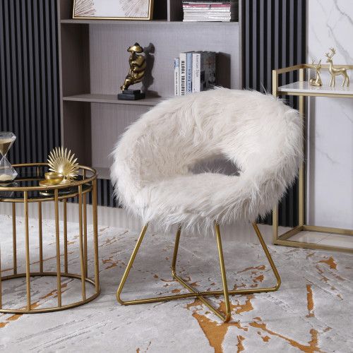 Designer × Homemade Slatina Faux Fur Upholstered Accent Chair, White Size US L / EU 52-54 / 3 - 4 Thumbnail