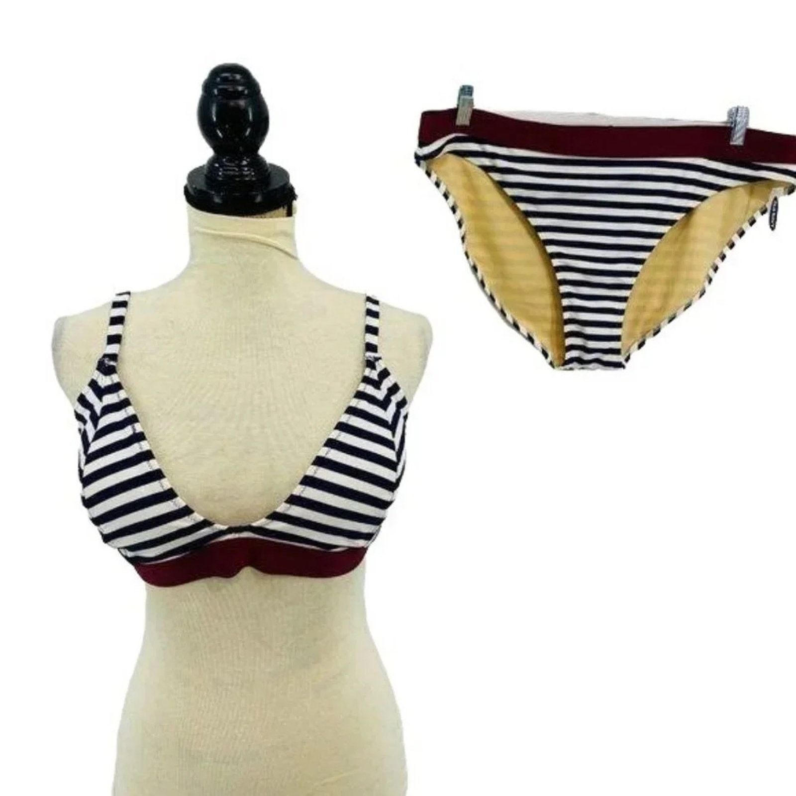 Old Navy Old Navy Bralette Swim Bikini Navy Burgundy Stripe XXL Size ONE SIZE - 1 Thumbnail