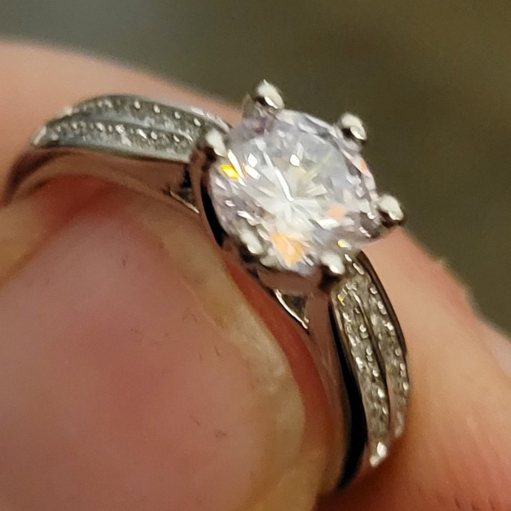 Other GRA Moissanite Diamond Adjustable Ring Sterling Silver Size ONE SIZE - 8 Thumbnail