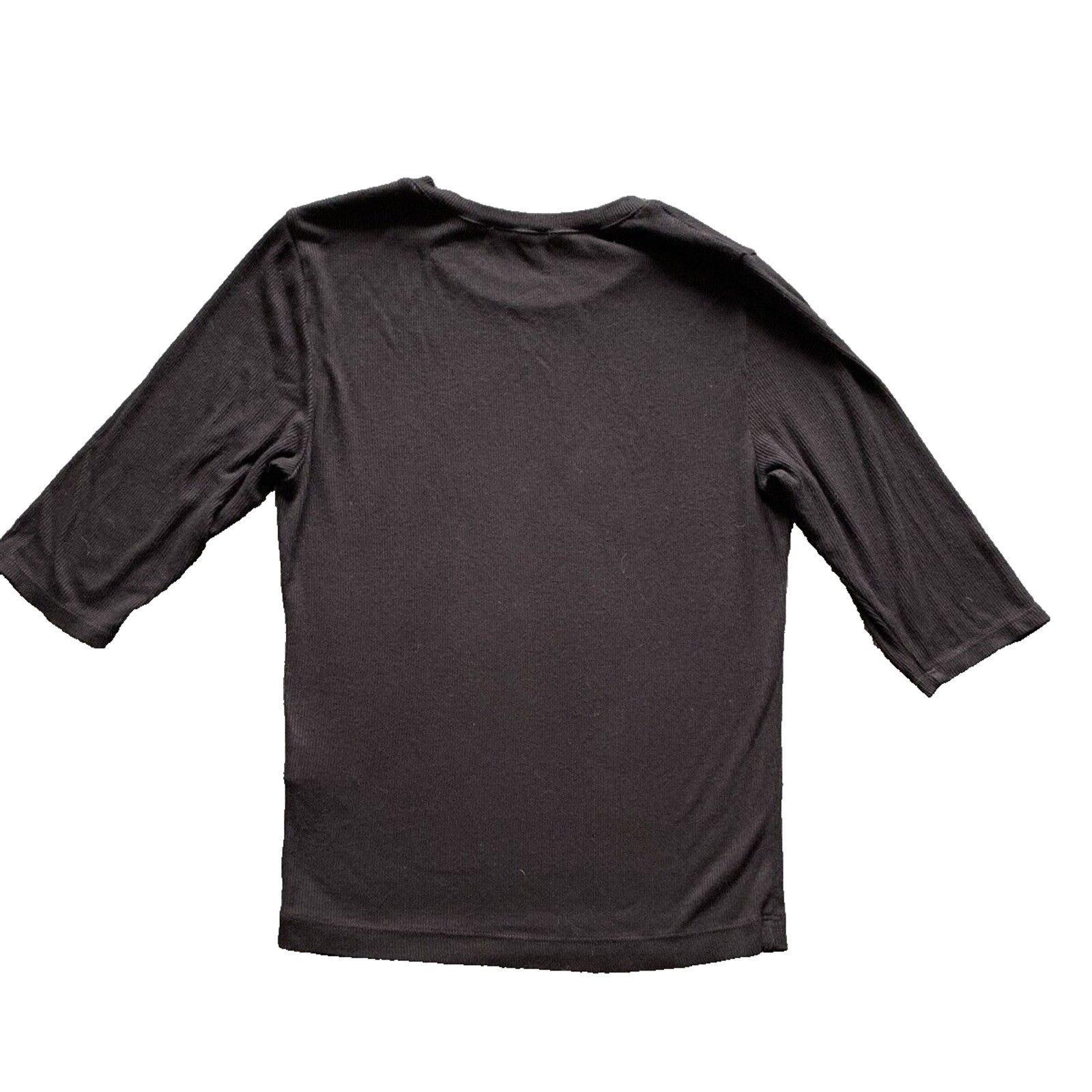 Michael Stars Michael Stars 3/4 Sleeve Crew Neck Top Ribbed T Shirt Black Size ONE SIZE - 3 Thumbnail