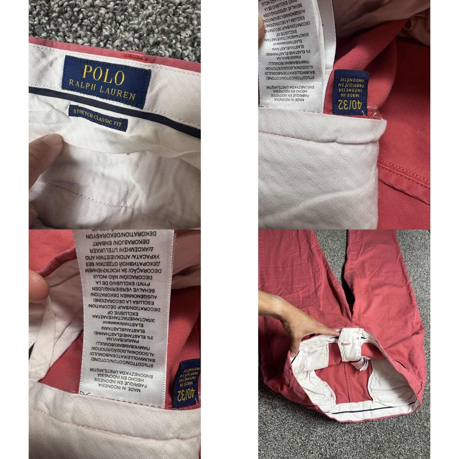 Polo Ralph Lauren Polo Ralph Lauren Chino Pants Mens 40x32 Pink Cotton Blend Stretch Straight Fit - Vintage - Business Casual Size US L / EU 52-54 / 3 - 8 Thumbnail