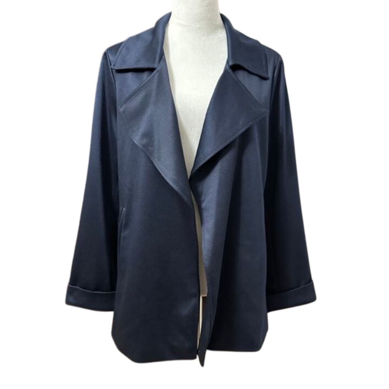 Adrianna Papell Adrianna Papell Women's Open Front Trench Jacket Blue M NWT Size M / US 6-8 / IT 42-44 - 2 Thumbnail