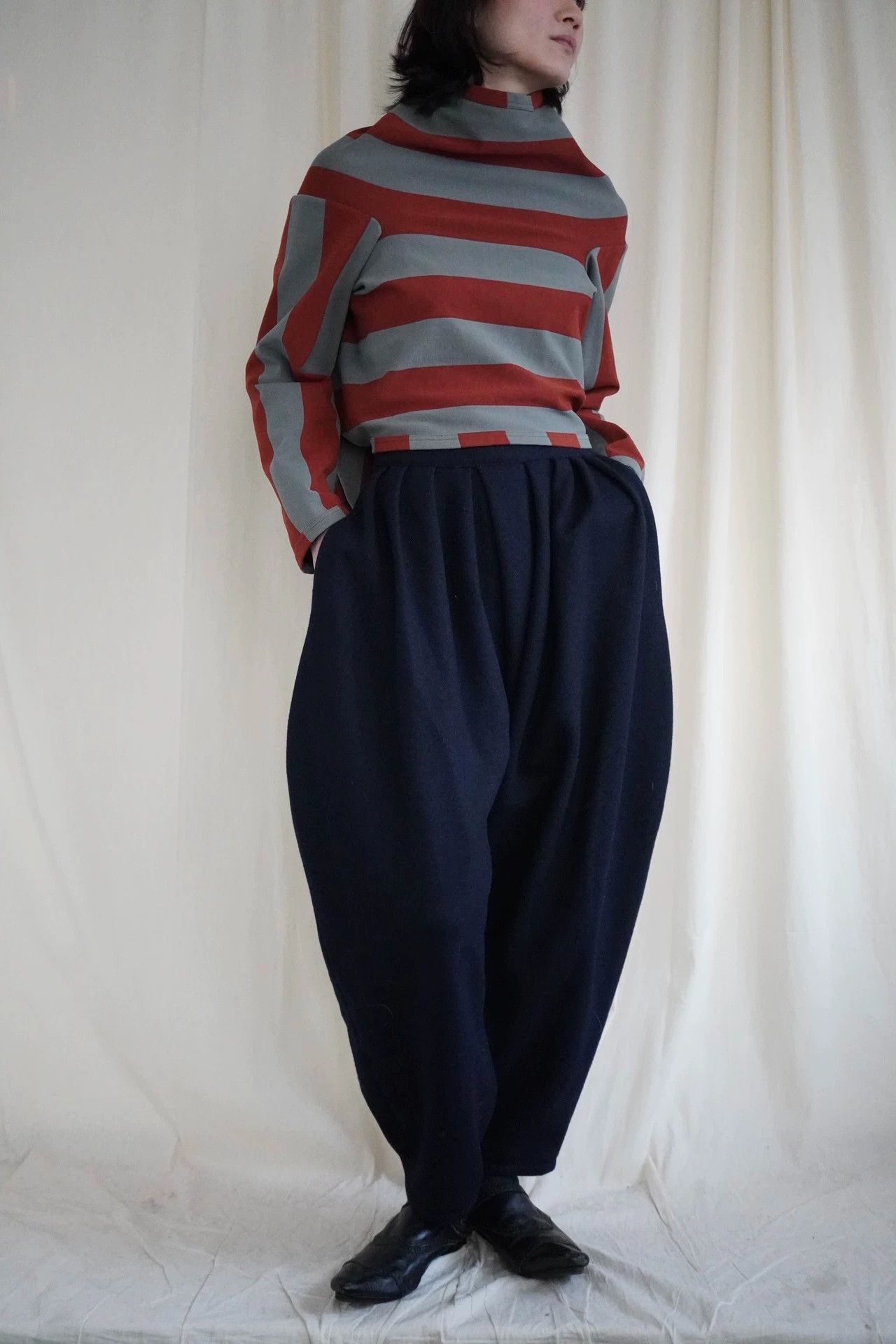 Comme des Garcons CDG 1990AW Dark Orange-Green Striped Multi-Way Top S Size S / US 4 / IT 40 - 2 Thumbnail