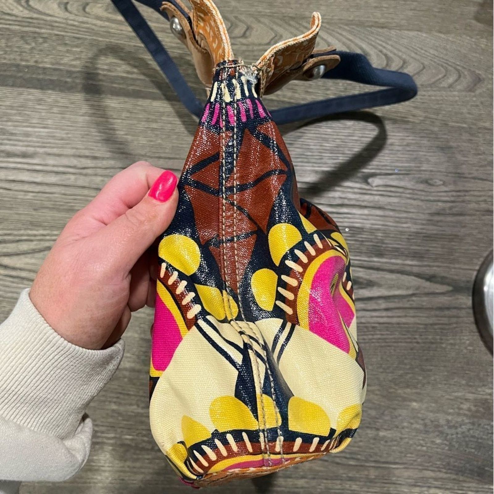 Fossil FOSSIL Coated Canvas LG Shoulder Bag Tote Floral Aztec Size ONE SIZE - 12 Thumbnail