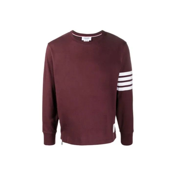 Thom Browne Thom Browne Men's Classic Stripe Sweatshirt Red 0079 Size US L / EU 52-54 / 3 - 1 Thumbnail
