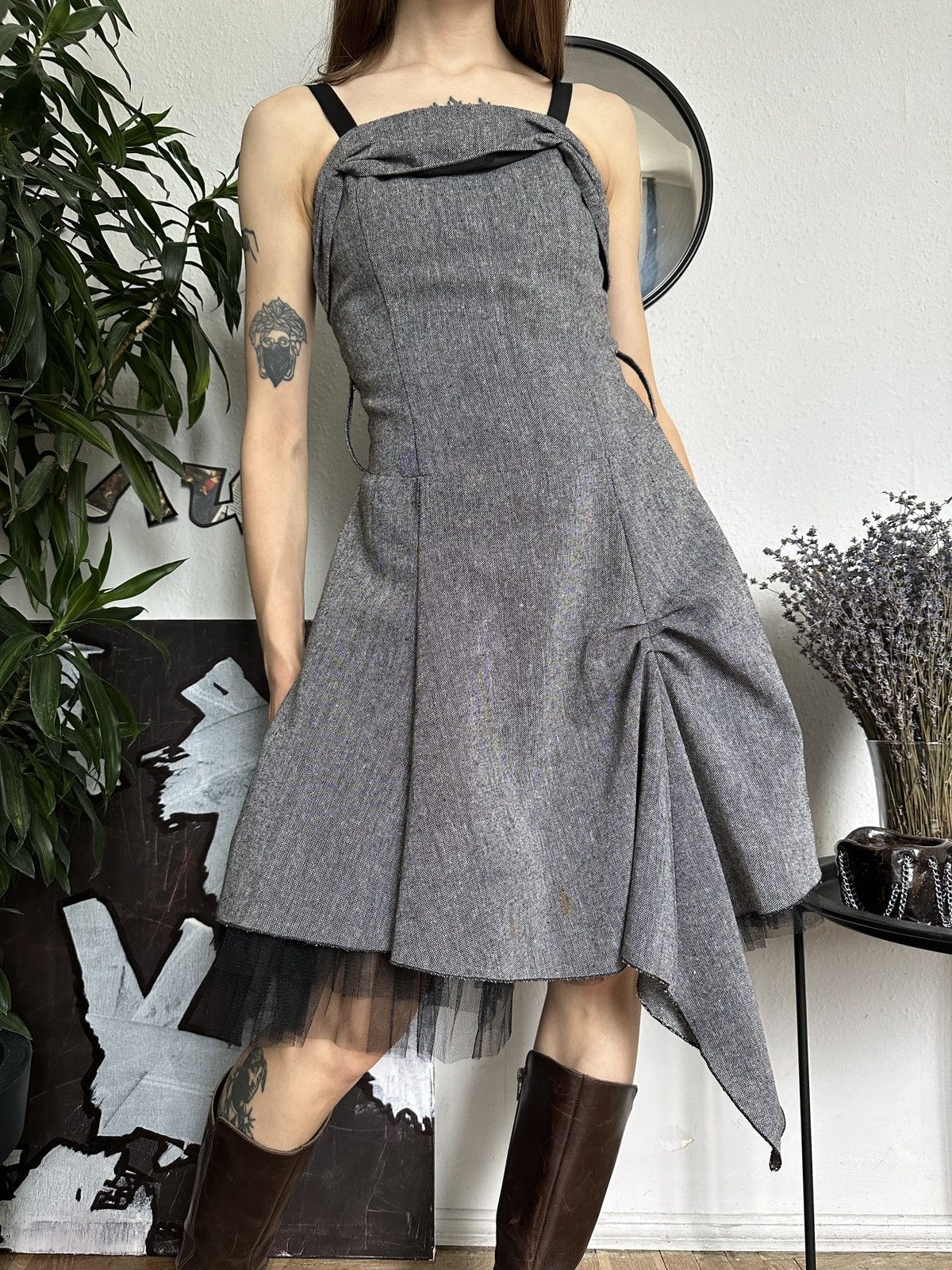 Beauty Beast × If Six Was Nine Office Siren Asymmetrical Vintage Dress Sade New York Style Size XS / US 0-2 / IT 36-38 - 6 Thumbnail