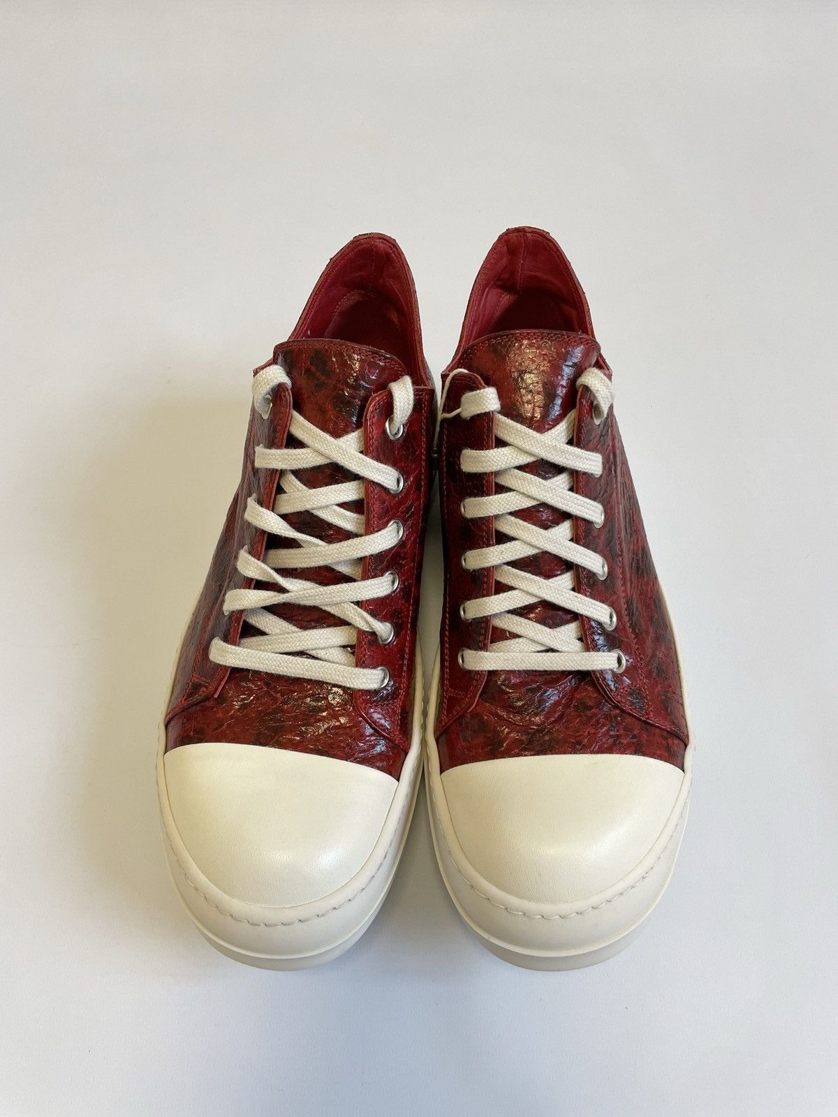 Rick Owens S/S 17 Red Wolf Fish Leather Ramones Sneakers Size US 8 / EU 41 - 4 Thumbnail
