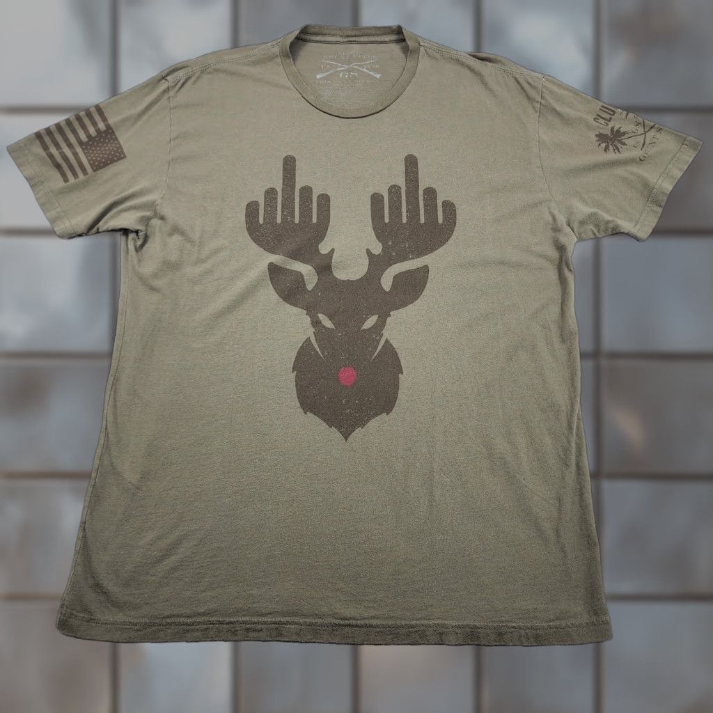 Vintage Grunt Style Shirt Mens XL Red Nose Reindeer Military Patriotic Short Sleeve Size US XL / EU 56 / 4 - 1 Thumbnail