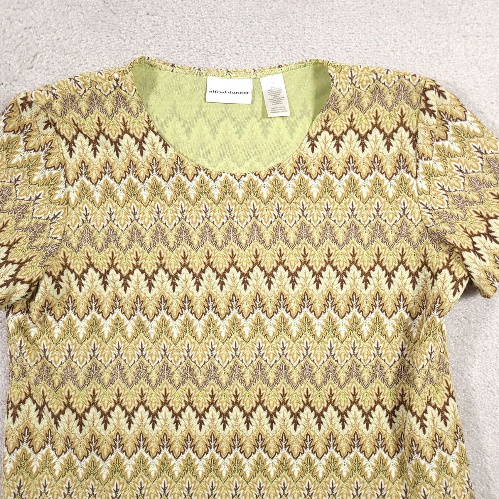 Vintage VINTAGE Alfred Dunner Shirt Women's Medium Short Sleeve Knit Lined Boho Green Womens Medium Short Sleeve Knit Lined Boho Green Size M / US 6-8 / IT 42-44 - 3 Thumbnail