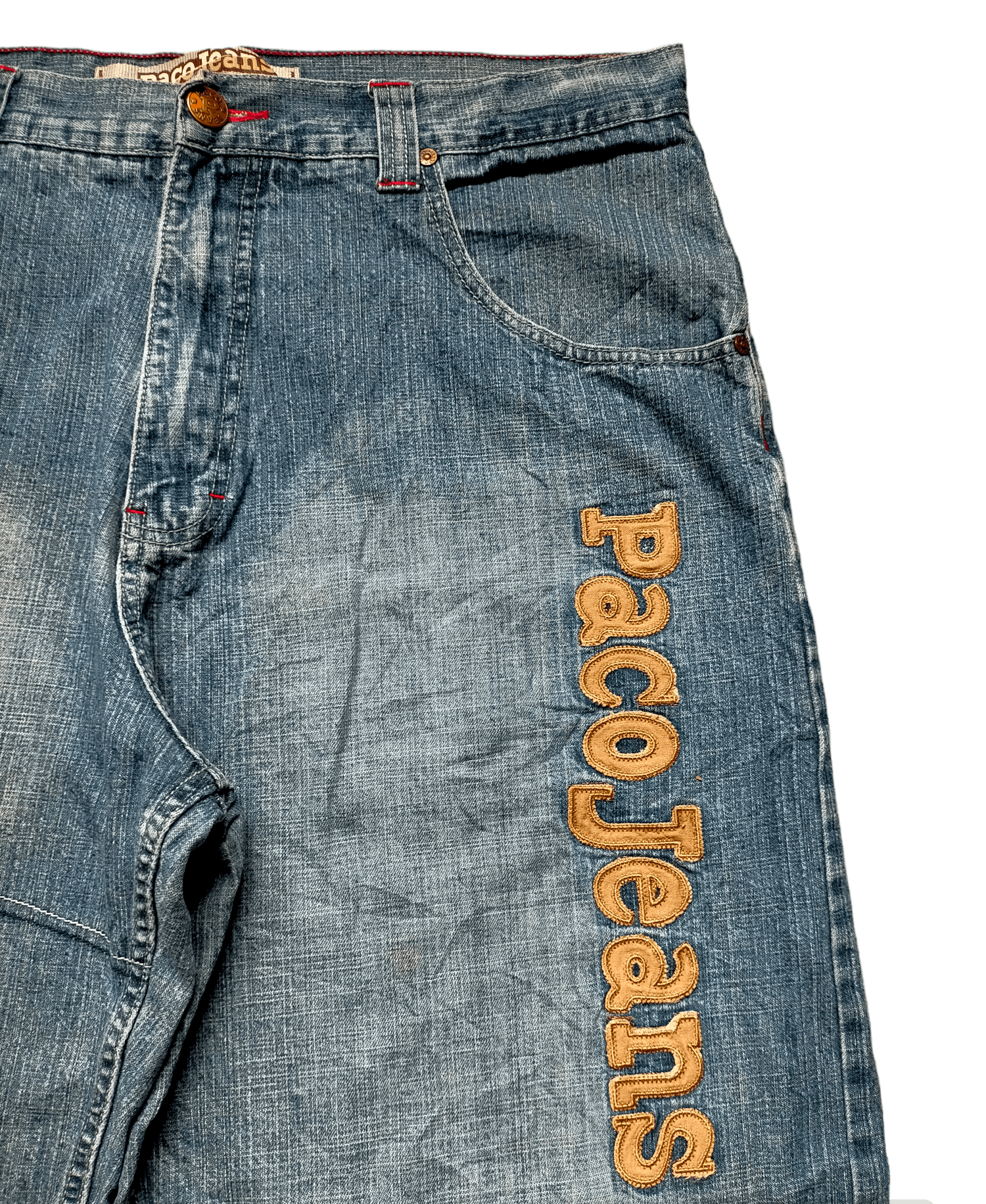 Japanese Brand Paco Jeans Patchwork Embroidered Baggy Jeans Size US 37 - 5 Thumbnail