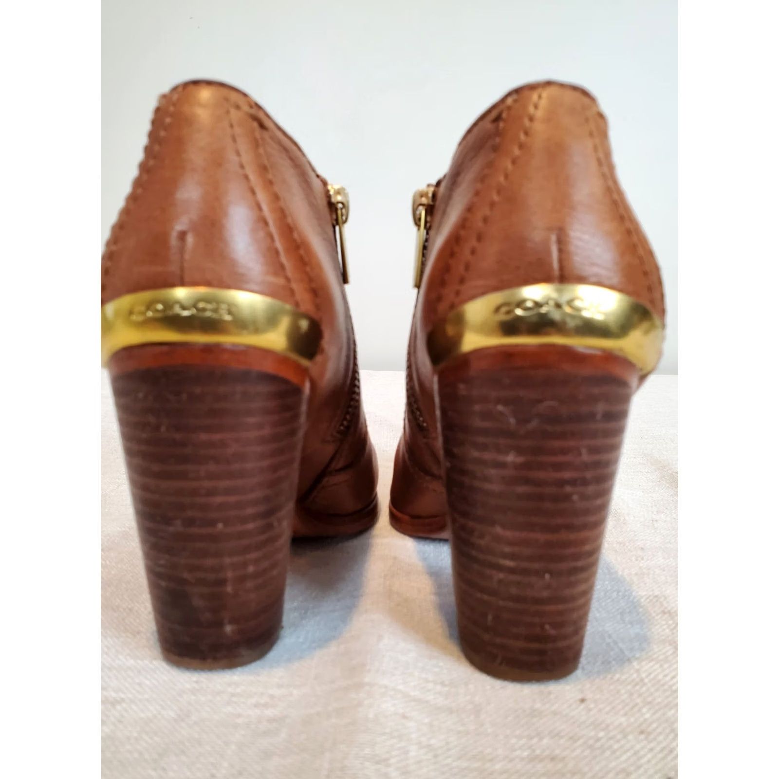 Coach VINTAGE COACH Hattie Brown Safari Leather Ankle Bootie Women's US 6B Block Heel Shoes Size US 6 / IT 36 - 6 Thumbnail