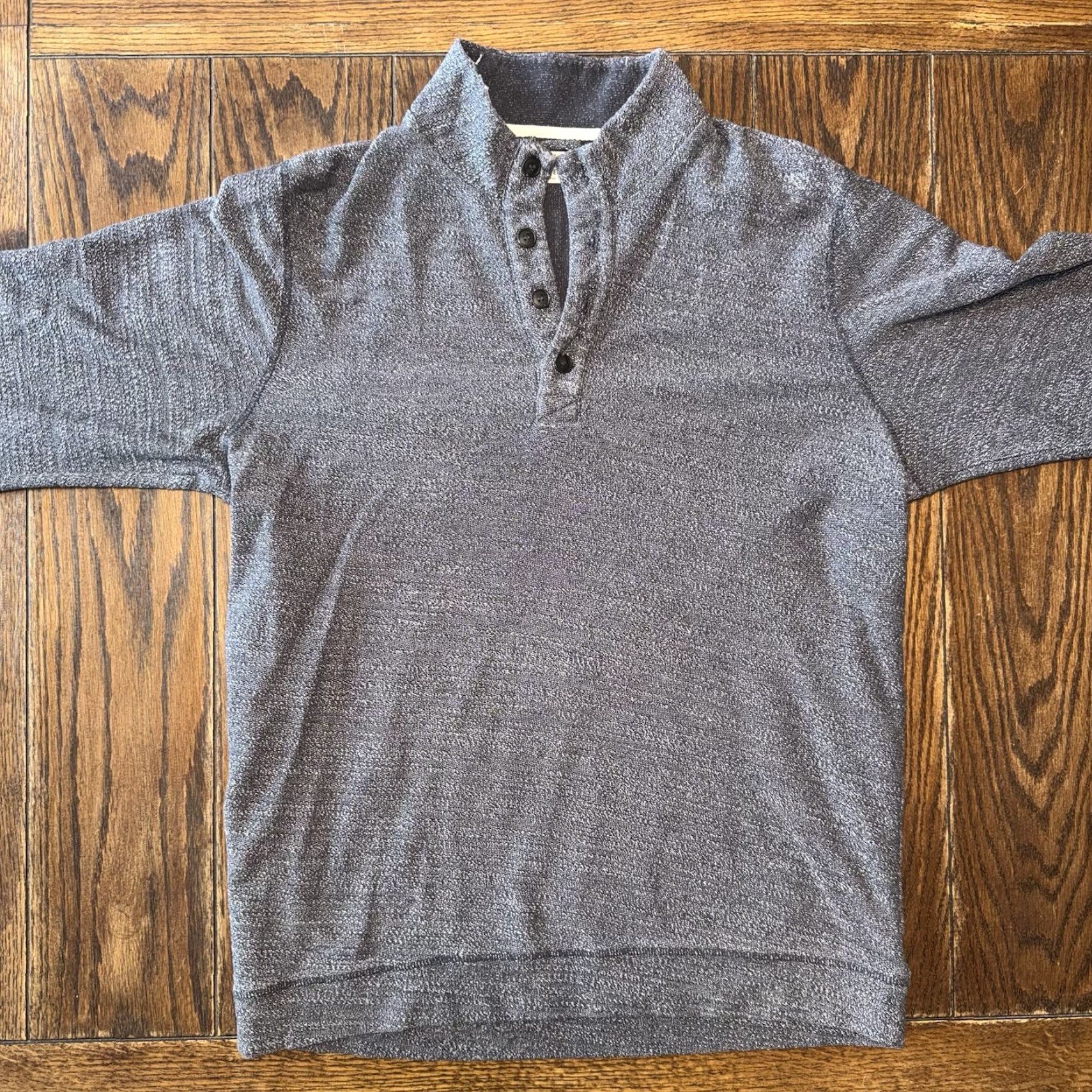 Marine Layer Marine Layer Clayton Mens Large Textured Sweater 1/4 Button Pullover Henley Mock Neck Gray Size US L / EU 52-54 / 3 - 2 Thumbnail