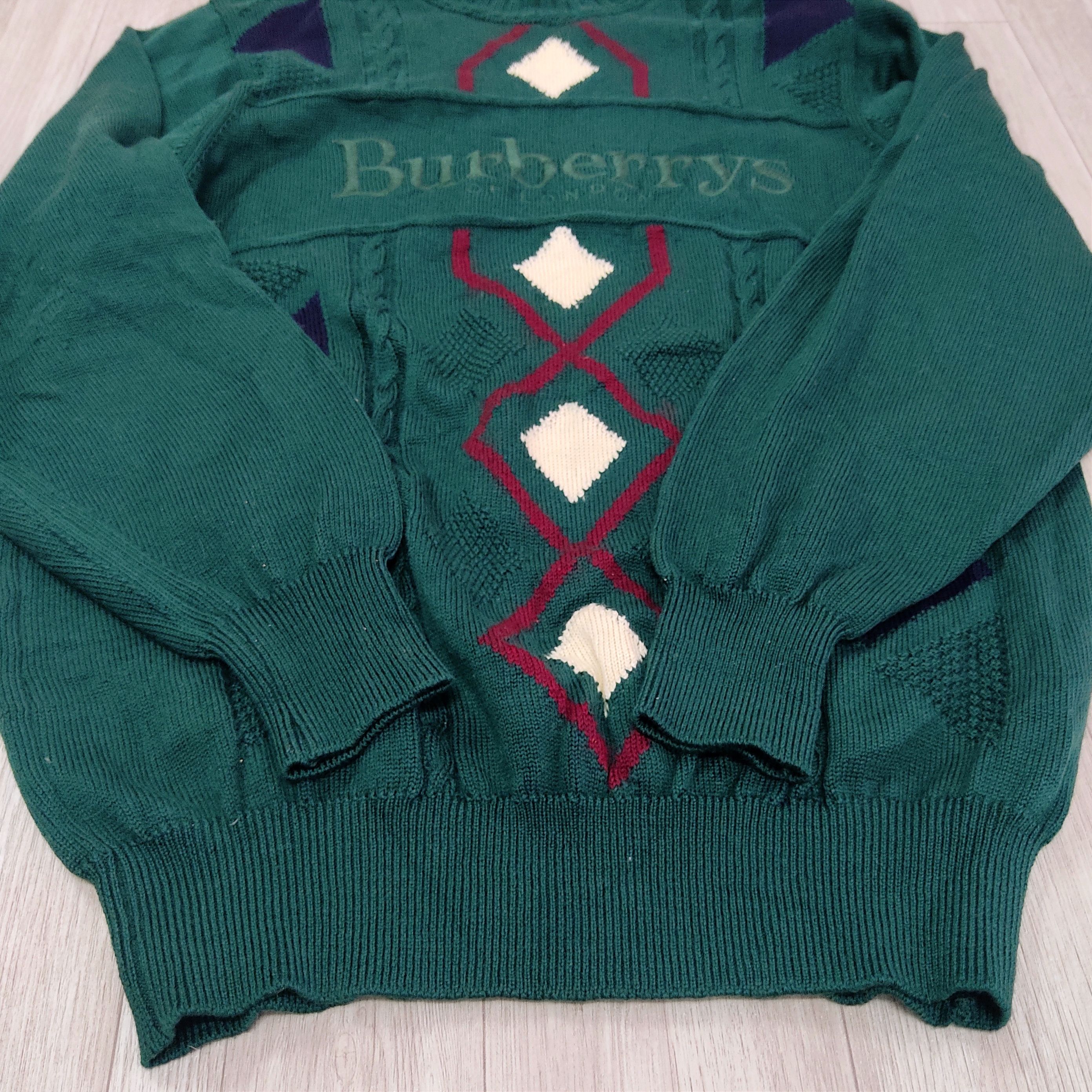 Aran Isles Knitwear × Burberry Vintage BURBERRYS LONDON Knit Merino Wool Sweater Size US M / EU 48-50 / 2 - 7 Thumbnail