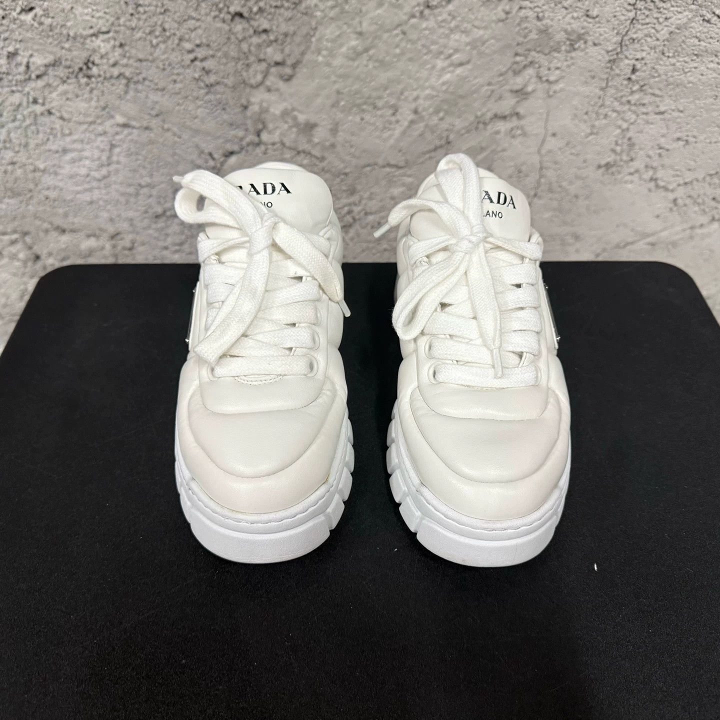 Prada Prada Women's 35 Triangle Logo Cracker Sneakers Size US 4.5 / IT 34.5 - 6 Thumbnail