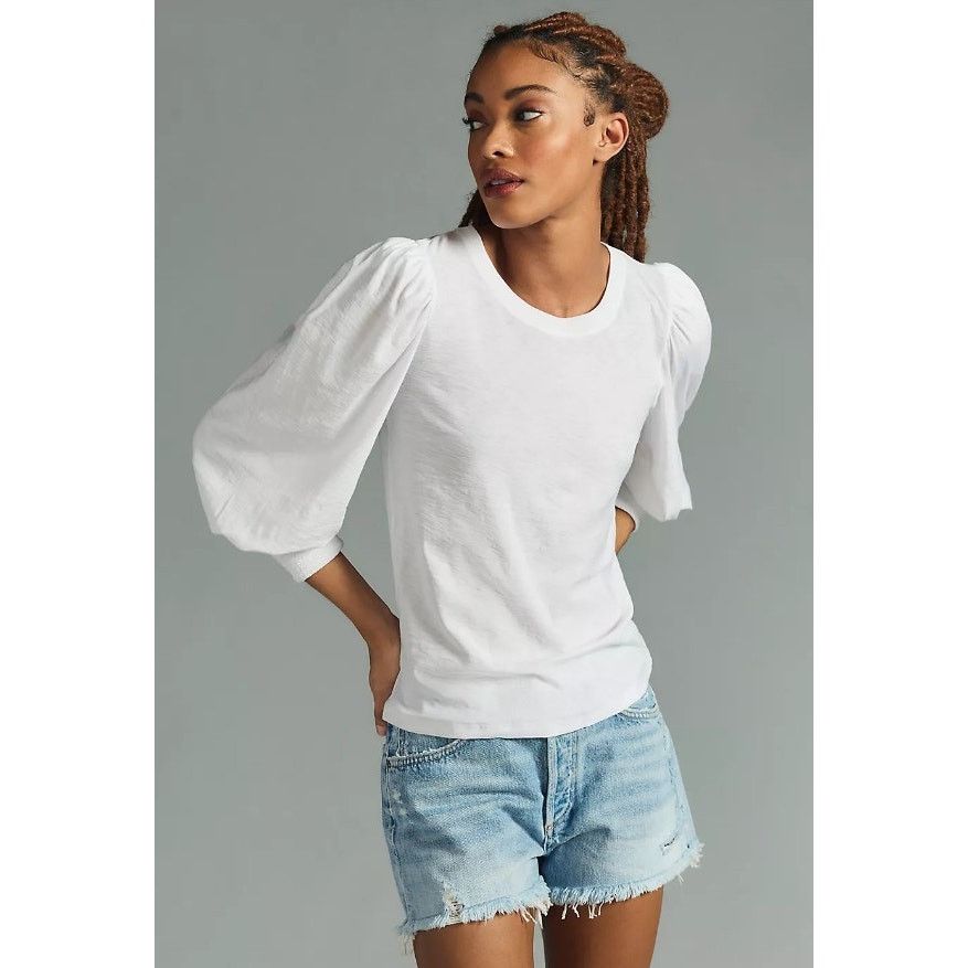 Nation LTD Nation Loren Smocked Peasant Tee Top Pima Cotton Medium Size M / US 6-8 / IT 42-44 - 2 Thumbnail