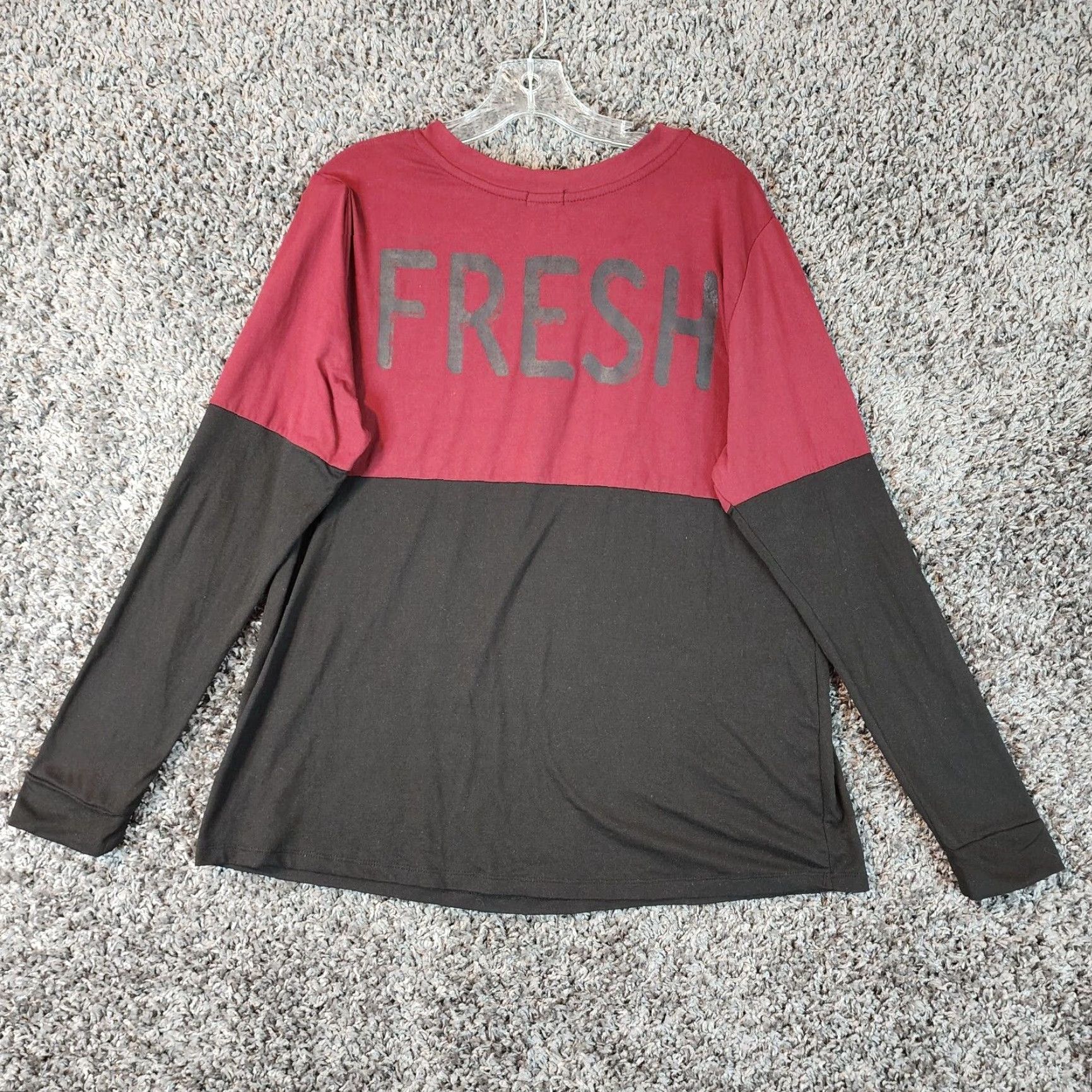 Vintage Rue 21 Womens Long Sleeve Black Maroon No Bad Vibes Graphic Top Large Size L / US 10 / IT 46 - 5 Thumbnail