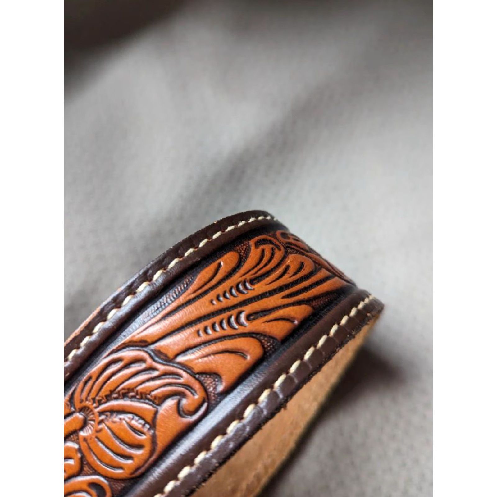 Vintage VINTAGE TEXTAN belt Buckle western leather full grain belt Men 30 Brown Western Mens 30 belt Size 30 - 4 Thumbnail