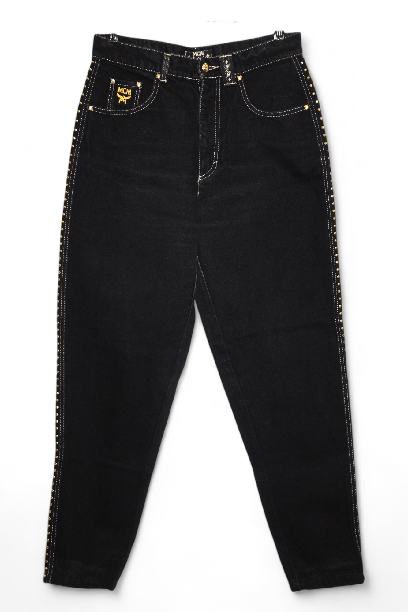 MCM RARE🔥90's MCM Studded Gold Taper Baggy Jeans Size US 32 / EU 48 - 21 Thumbnail
