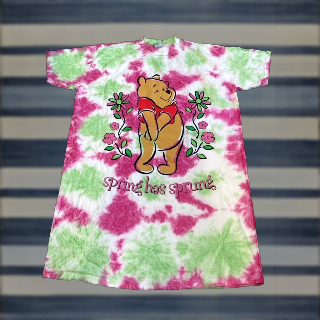 Disney VINTAGE Disney Winnie the Pooh Graphic Print Sleep Gown Tie-Dye One Size White Oversized 90s Womens Size ONE SIZE - 1 Thumbnail