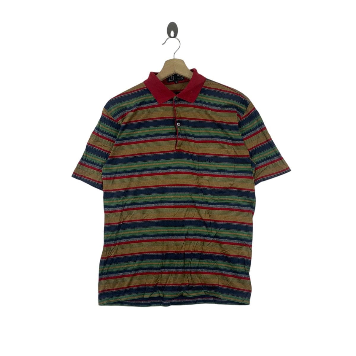 Vintage Vintage DUNHILL MADE IN ITALY Pure Cotton Striped Polo Tee Size US M / EU 48-50 / 2 - 1 Thumbnail